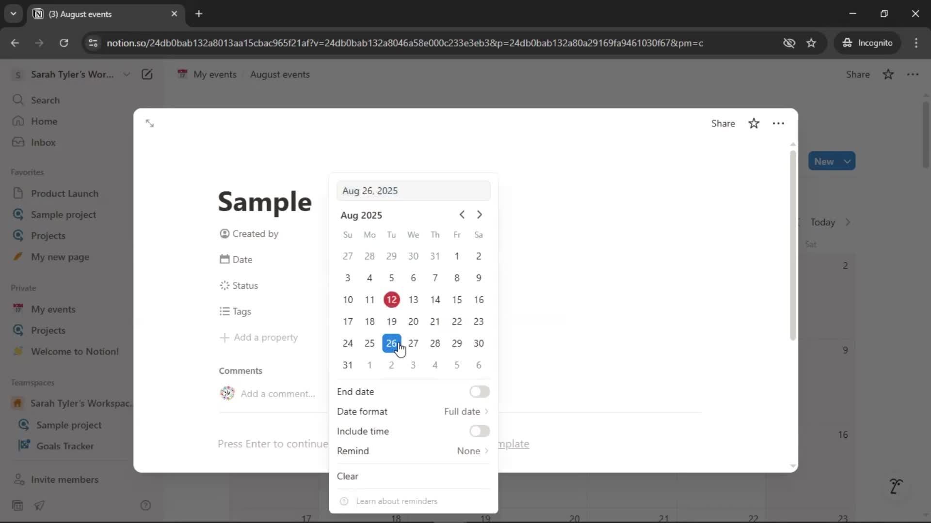 Creating a calendar screenshot