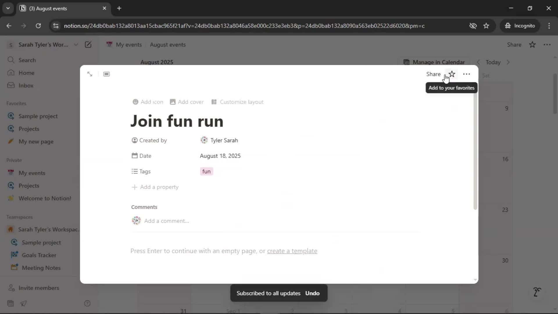 Creating a calendar screenshot