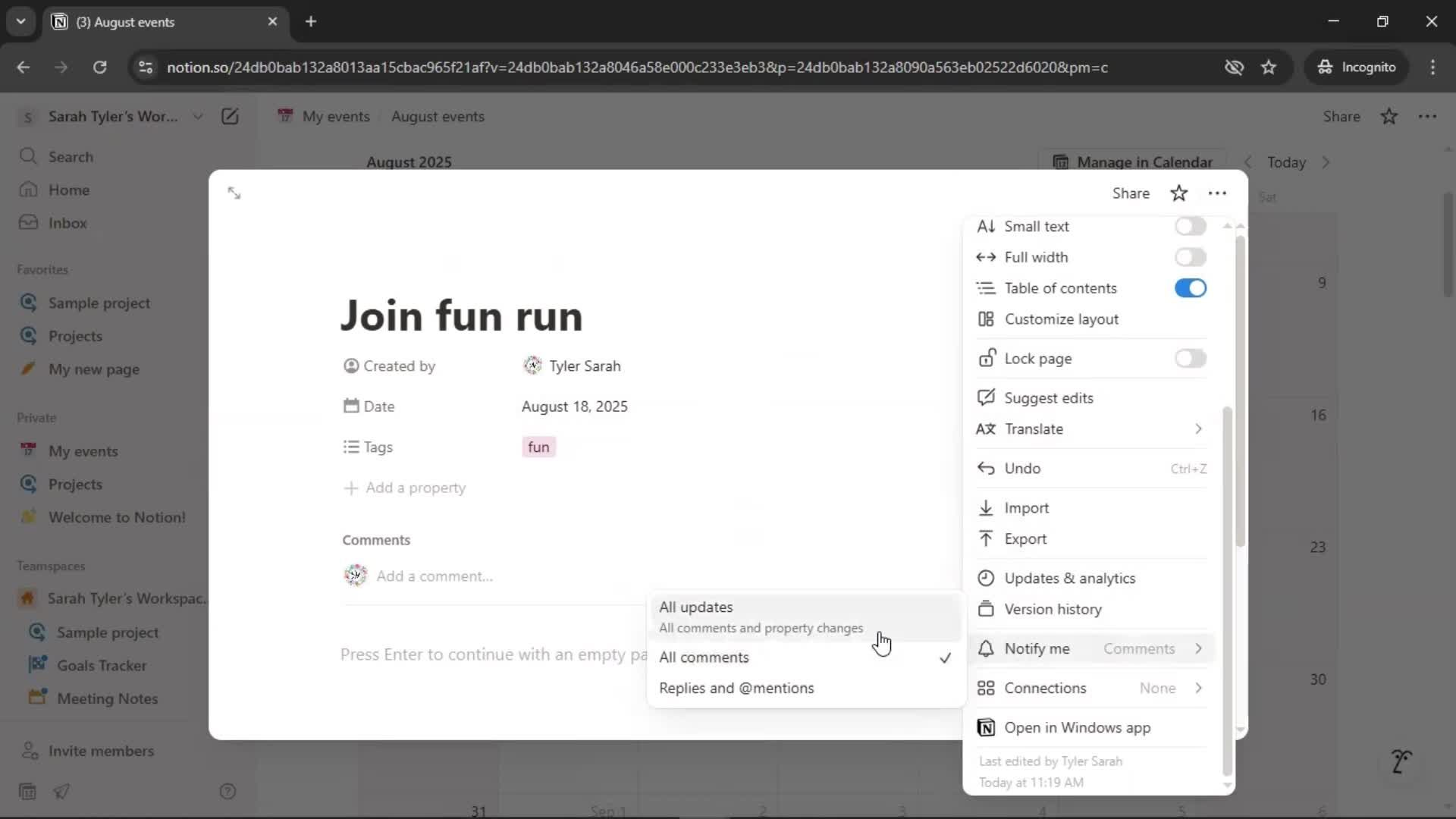 Creating a calendar screenshot