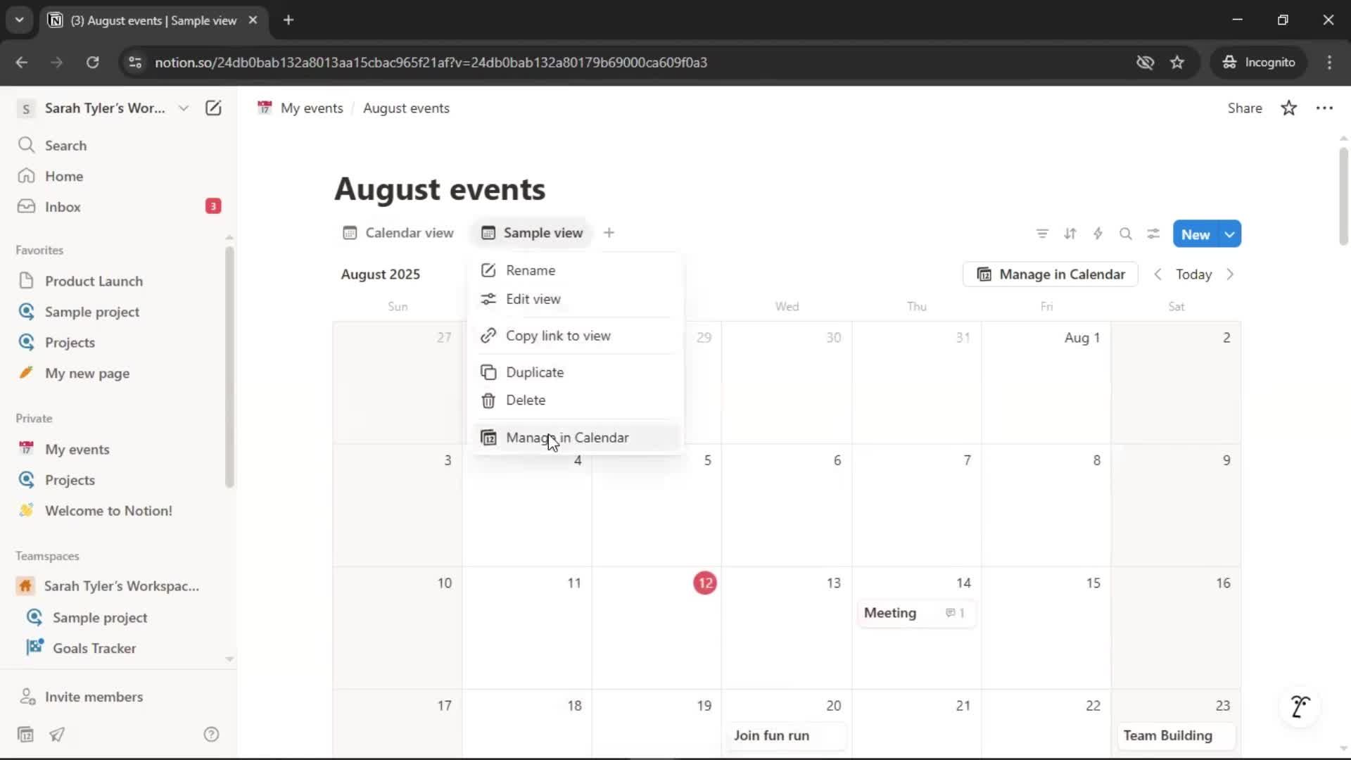 Creating a calendar screenshot