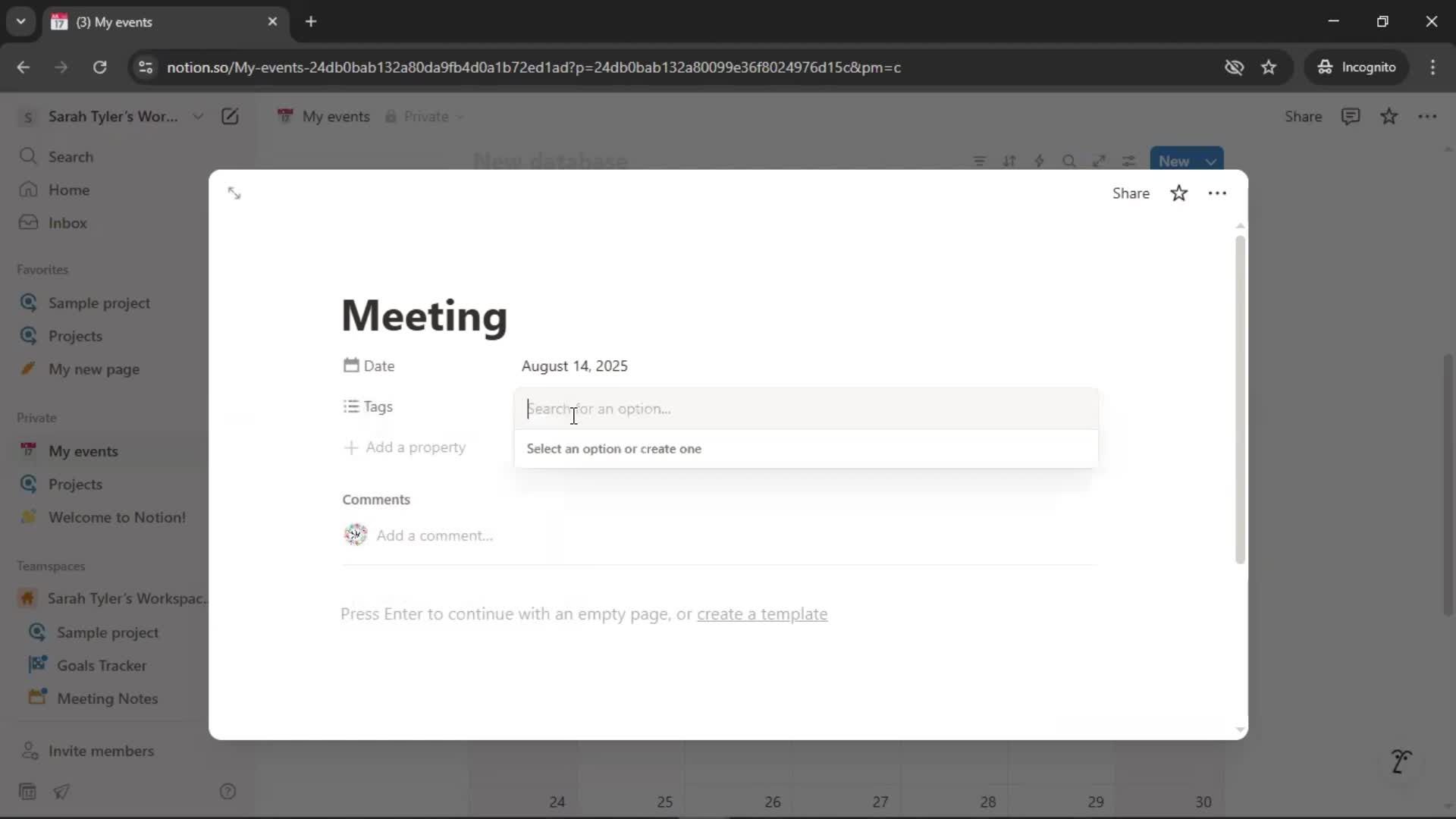 Creating a calendar screenshot
