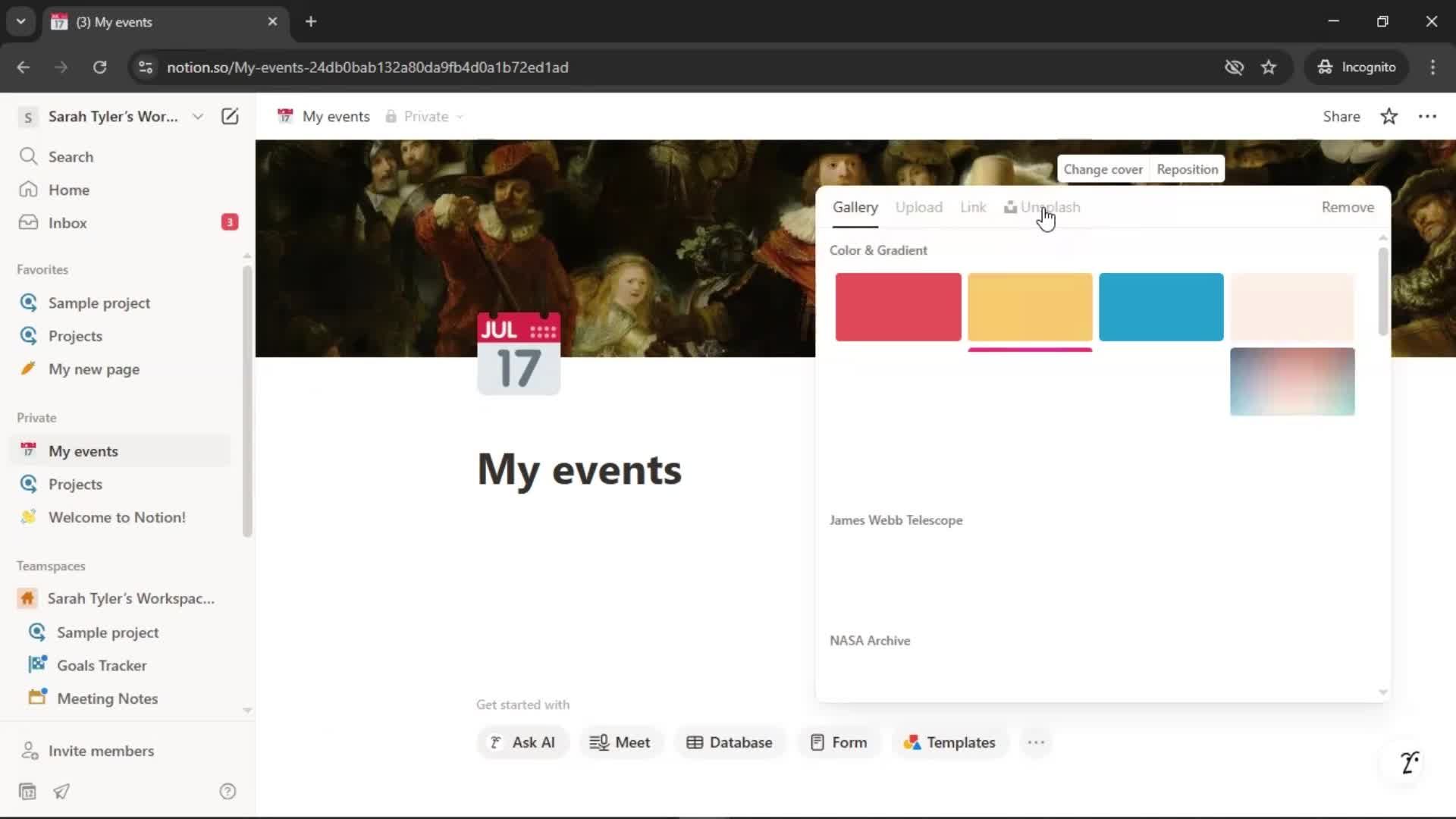 Creating a calendar screenshot