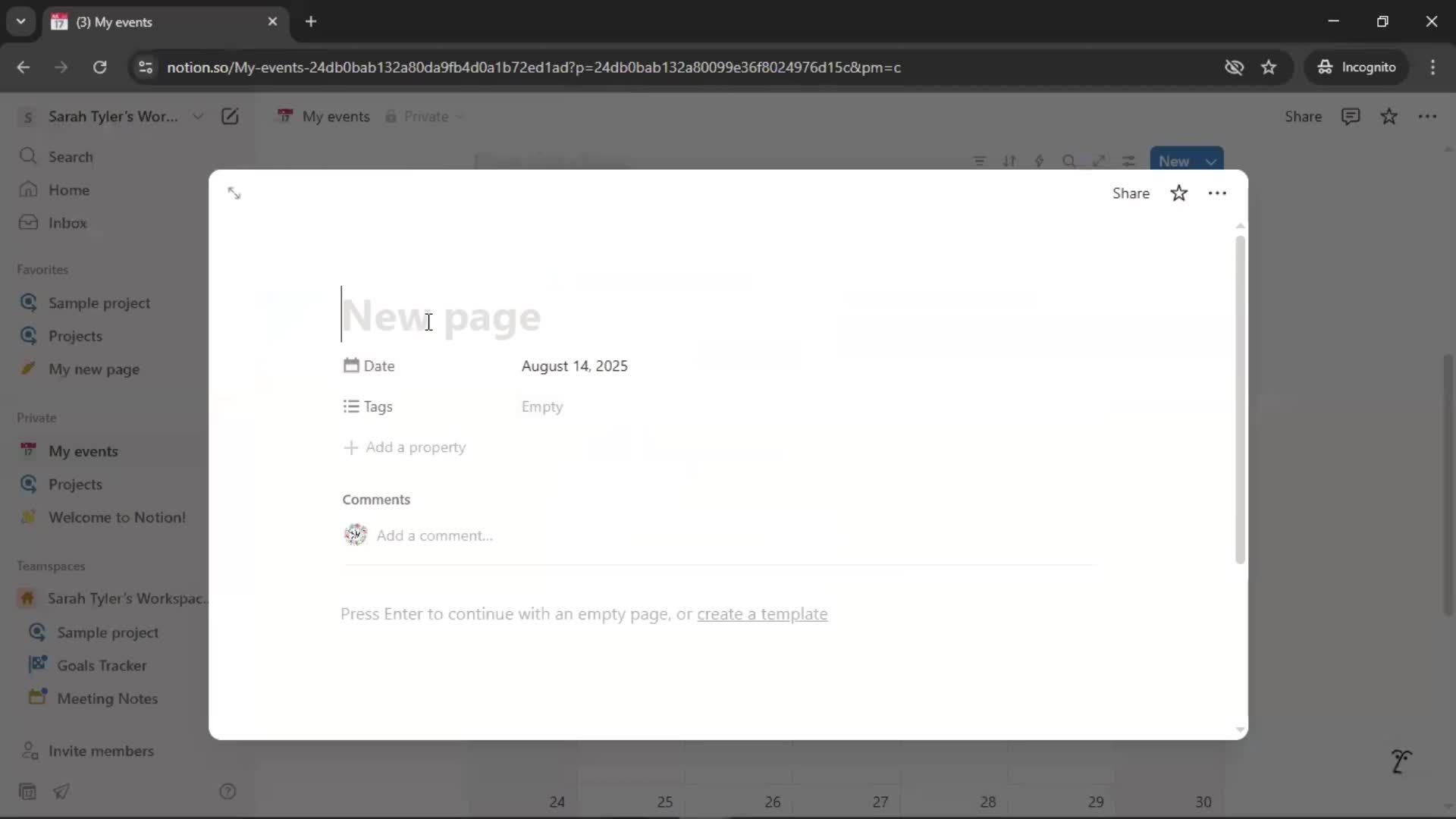 Creating a calendar screenshot