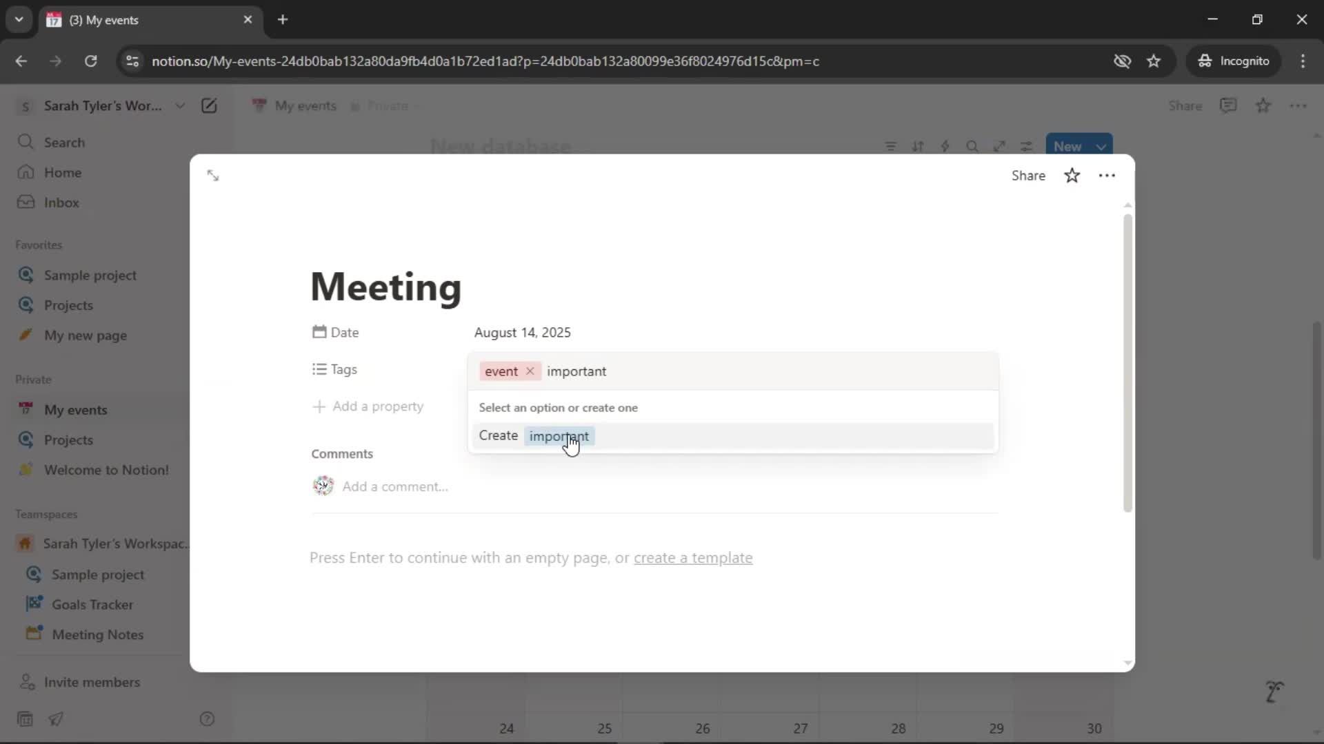 Creating a calendar screenshot