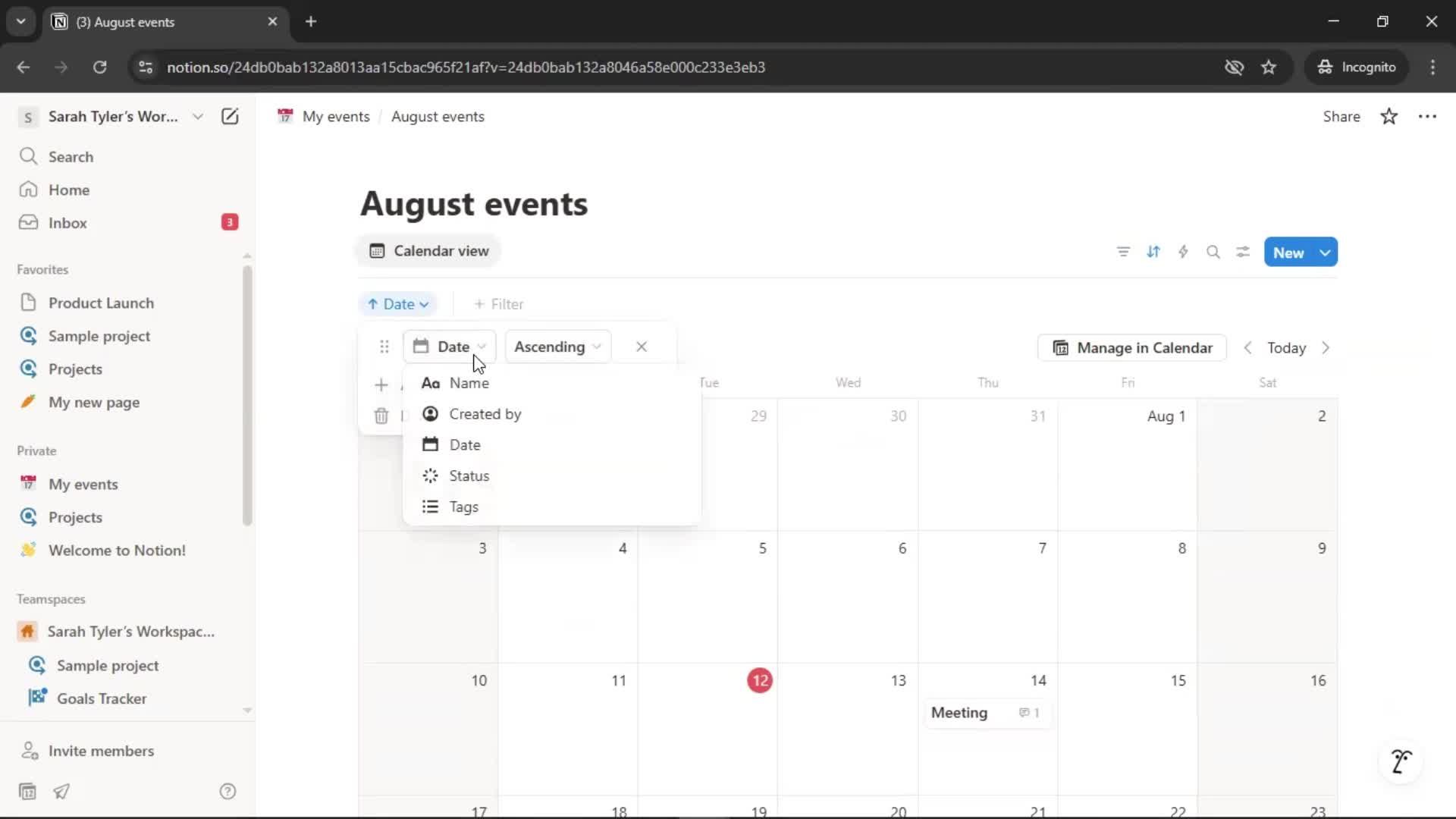 Creating a calendar screenshot