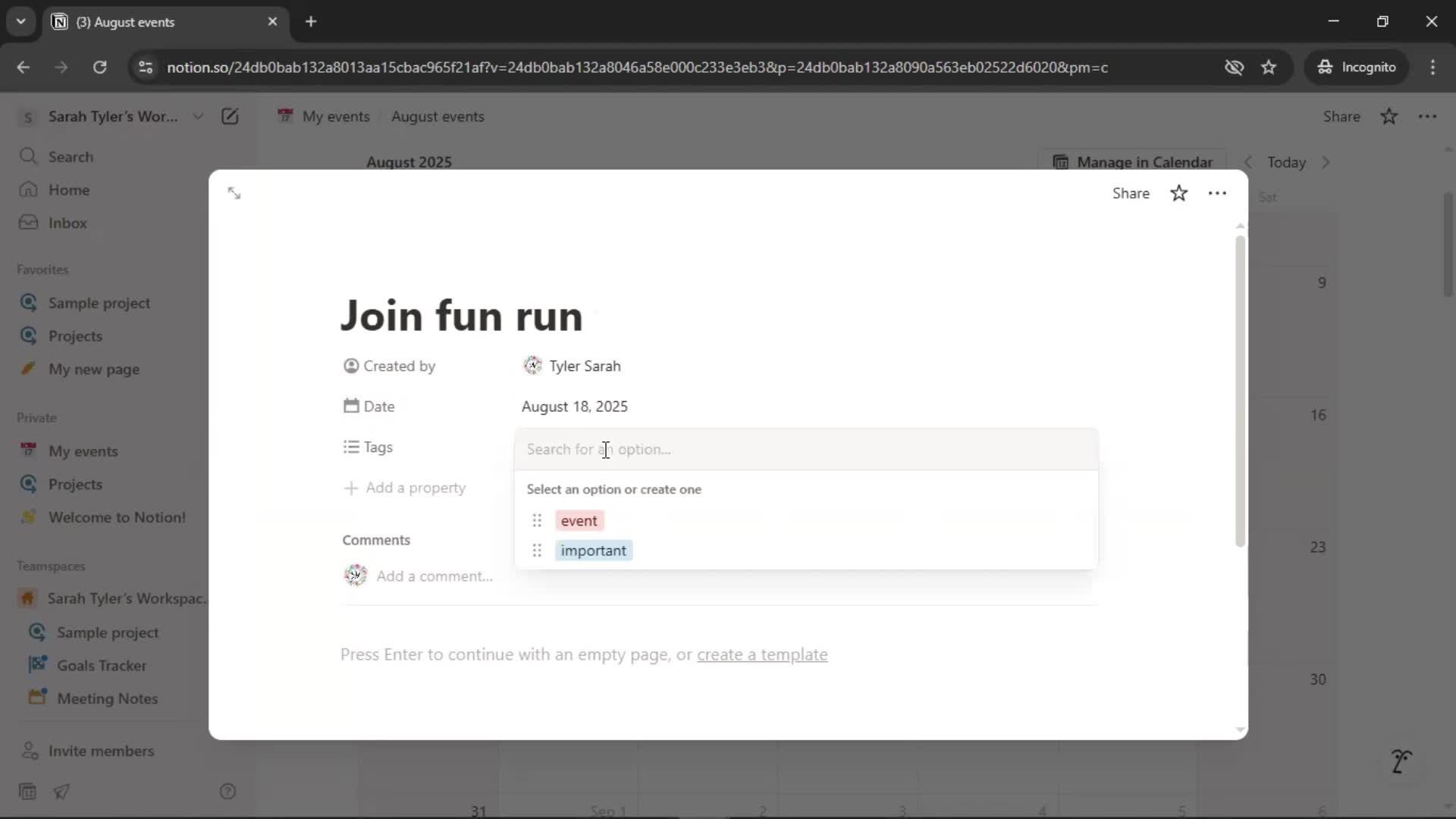 Creating a calendar screenshot
