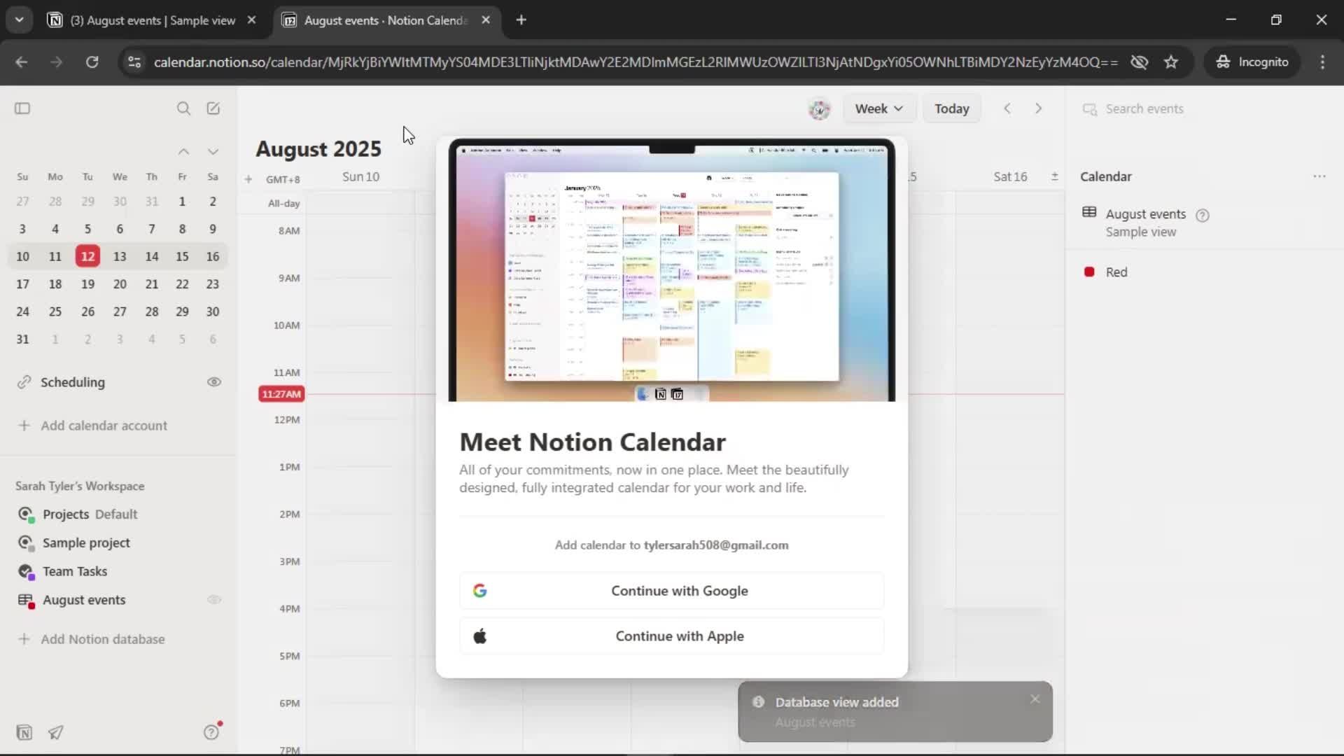 Creating a calendar screenshot