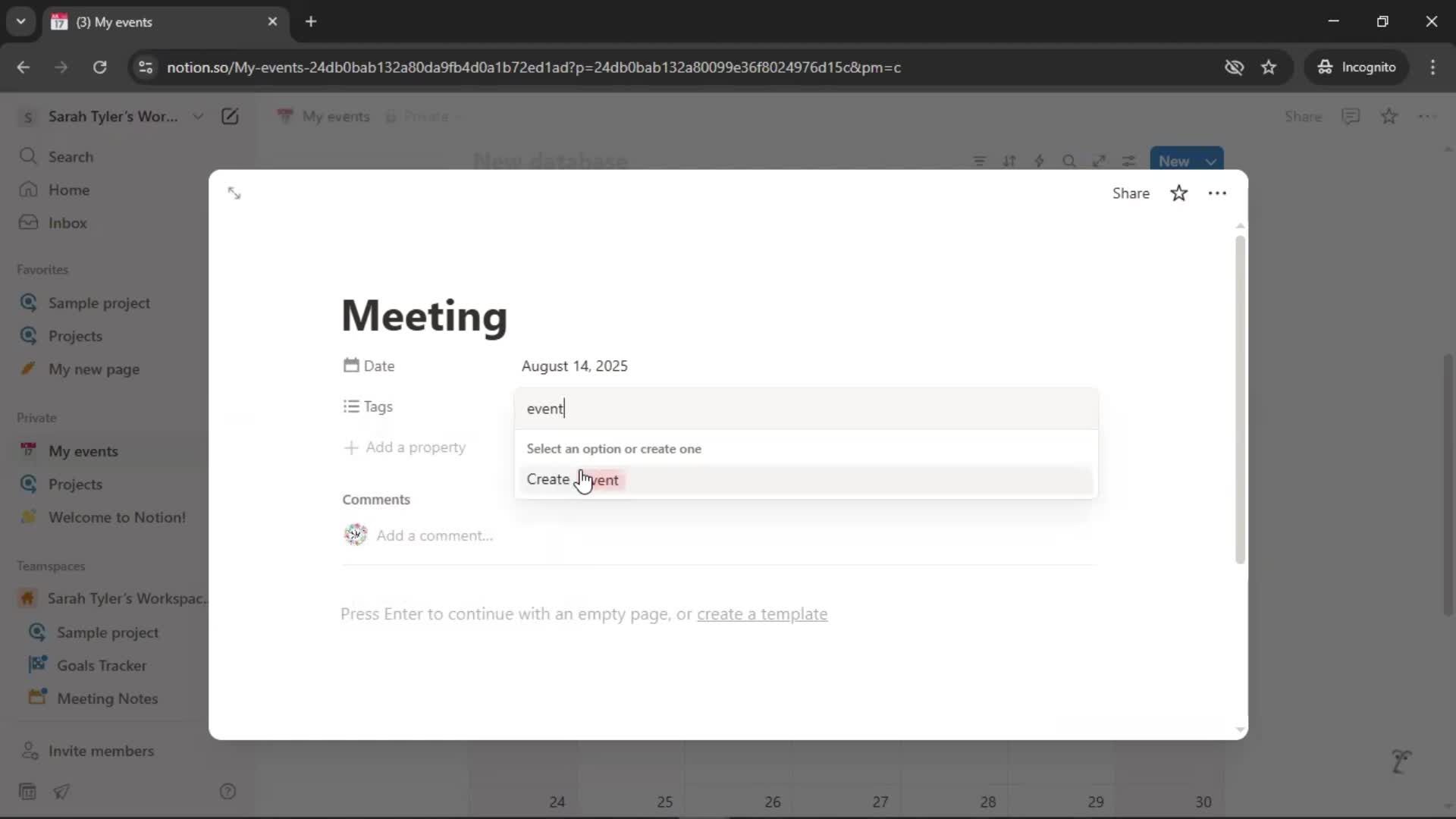 Creating a calendar screenshot