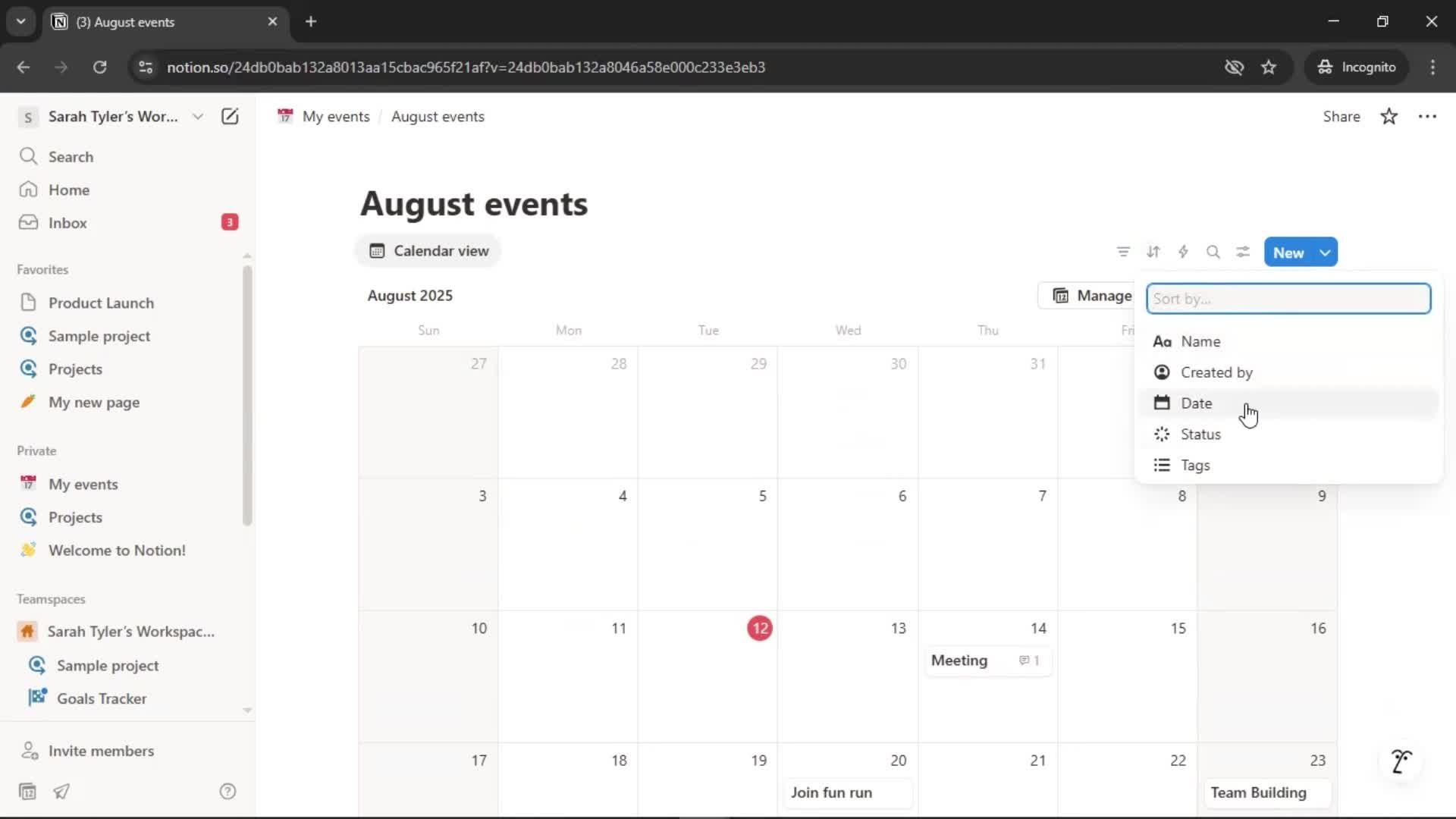 Creating a calendar screenshot