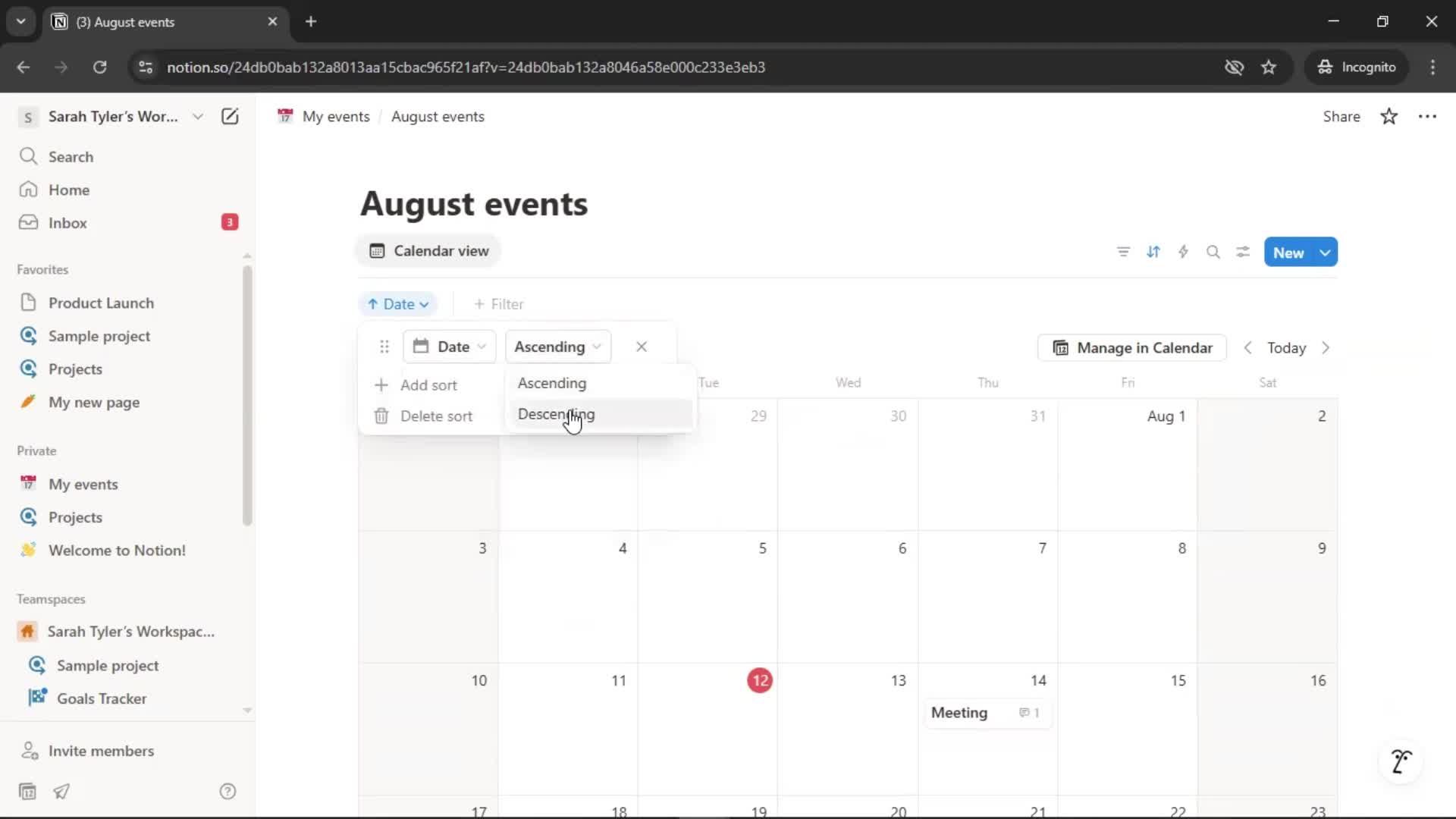Creating a calendar screenshot