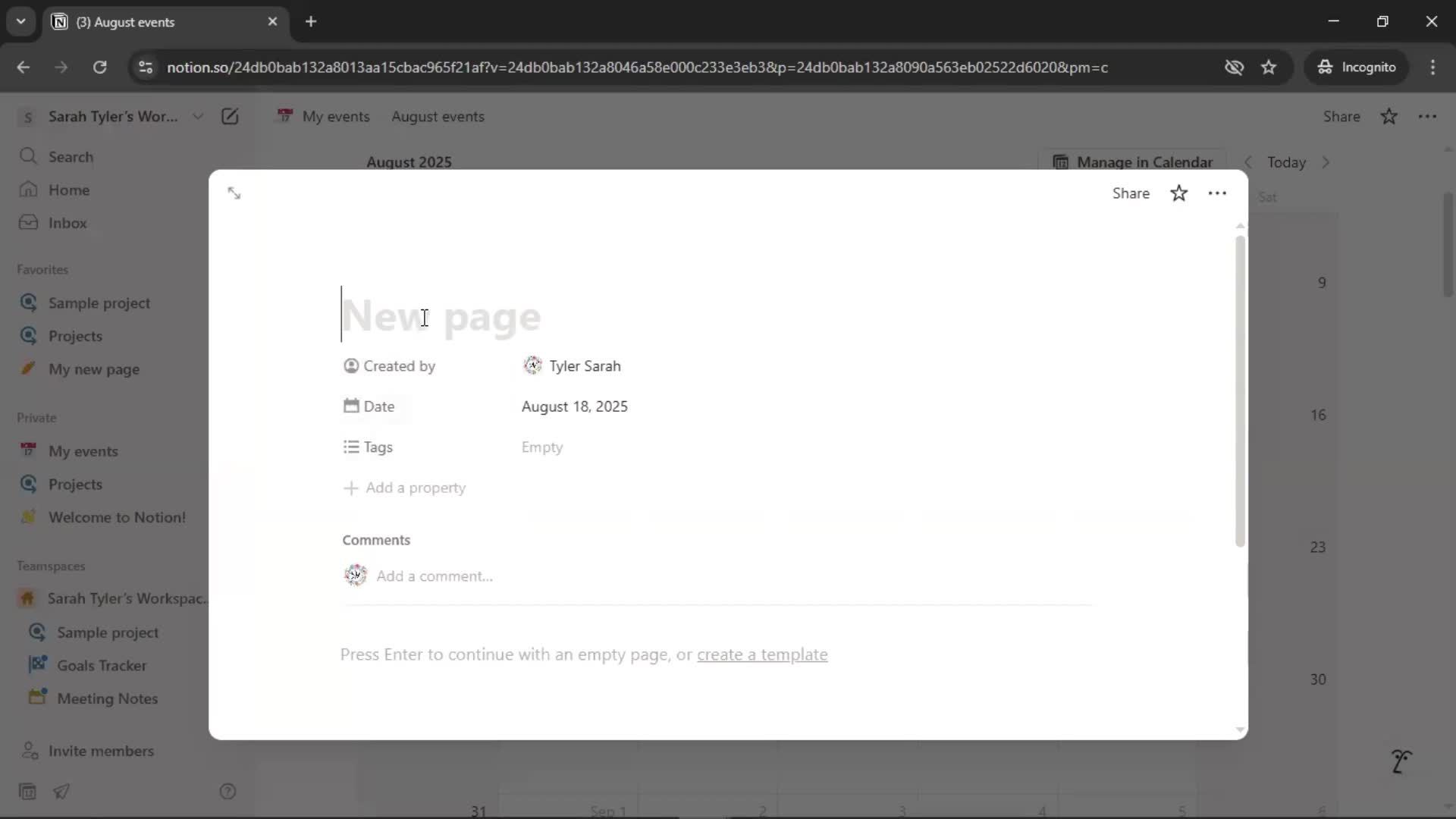 Creating a calendar screenshot