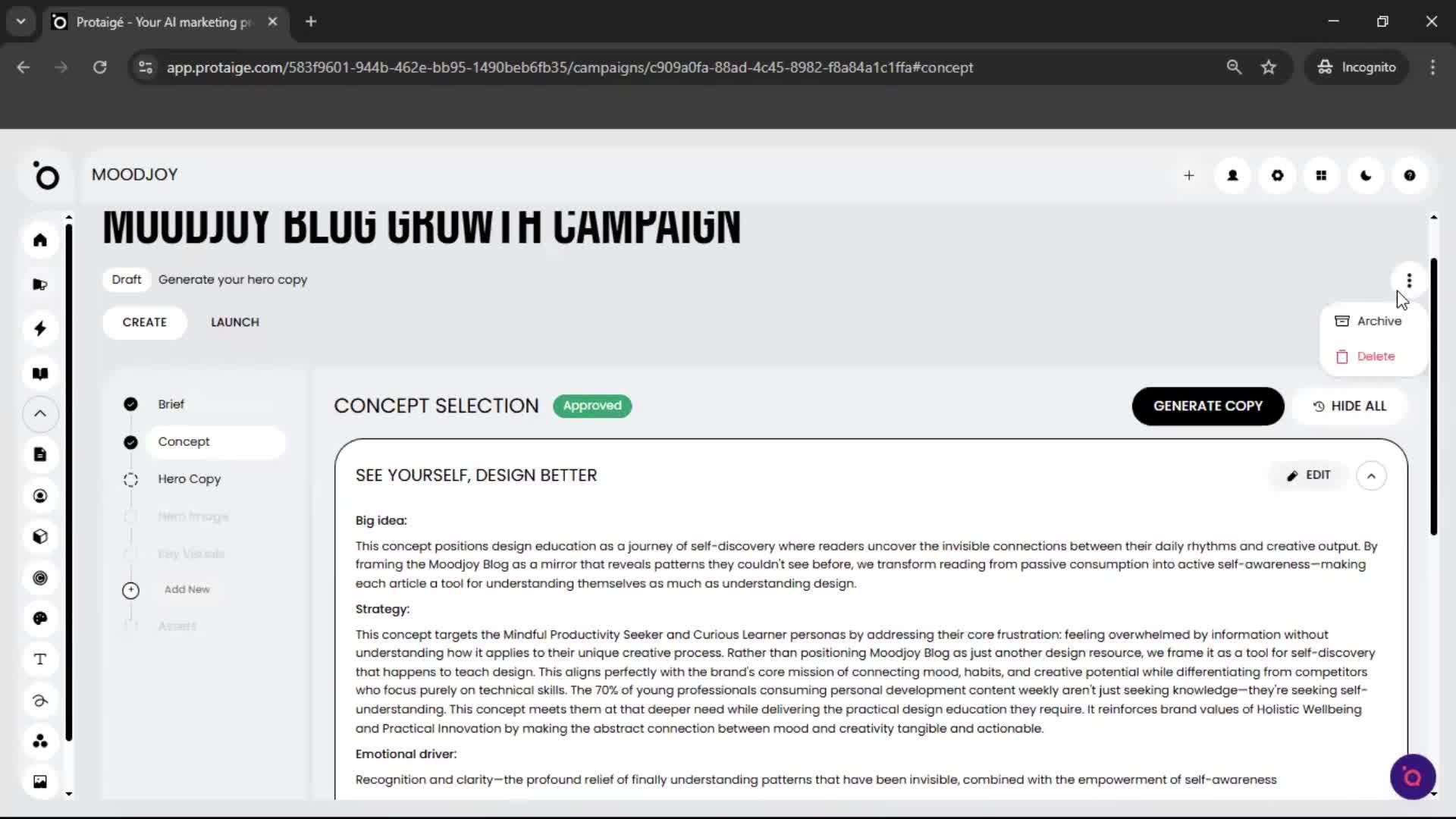 Creating a campaign screenshot