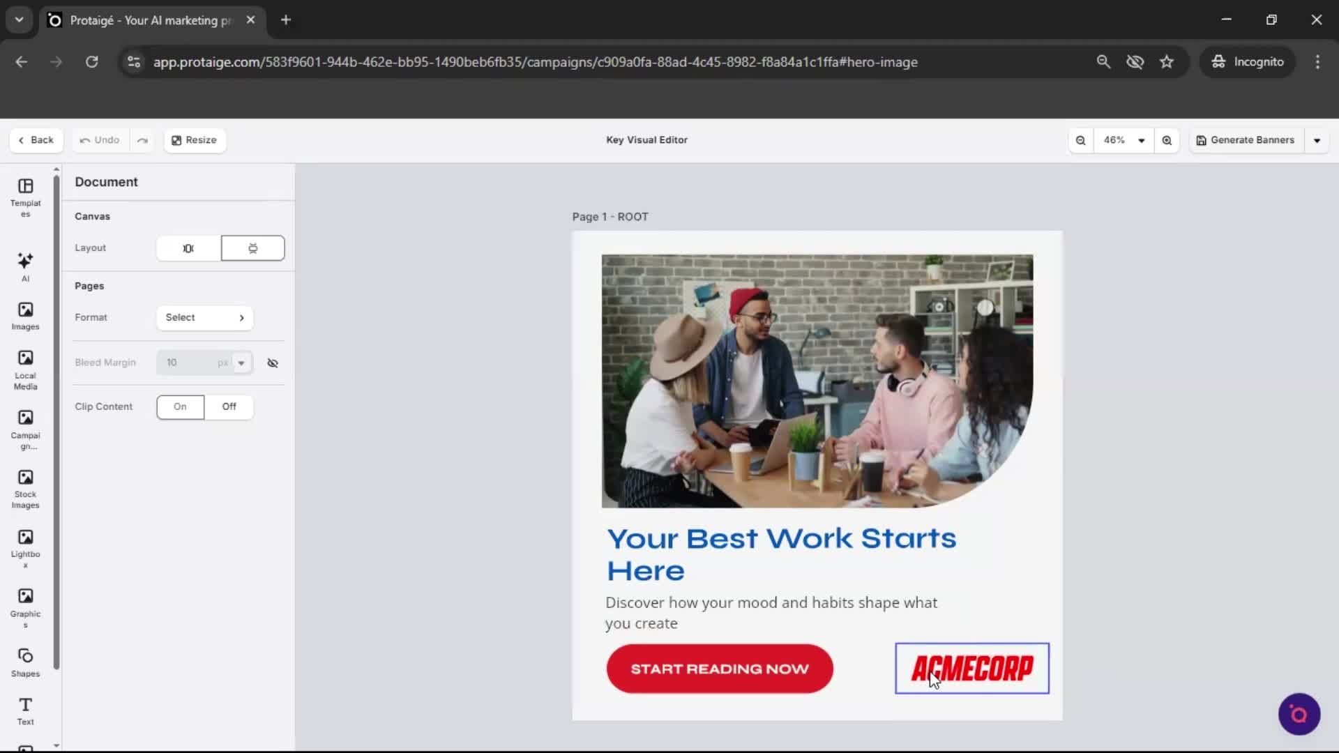Creating a campaign screenshot