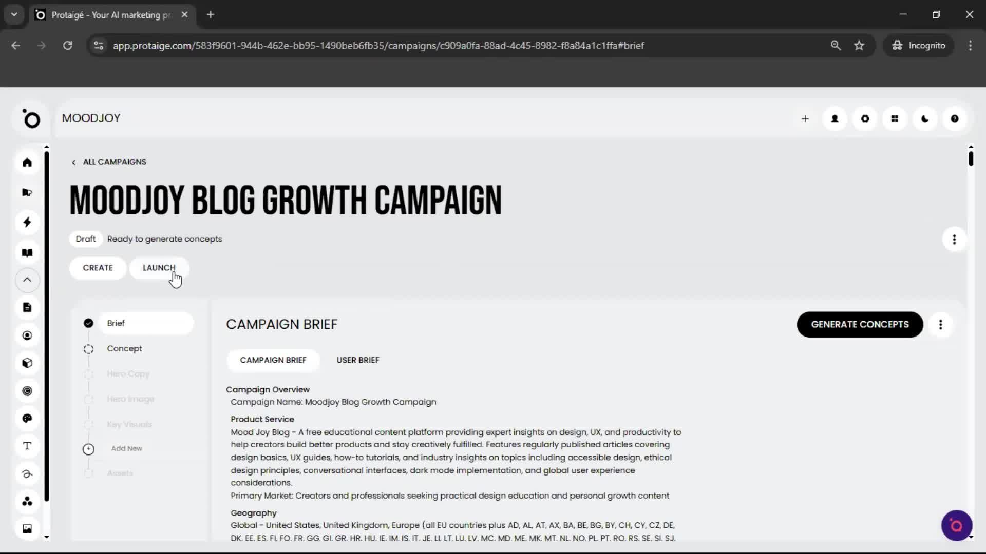 Creating a campaign screenshot