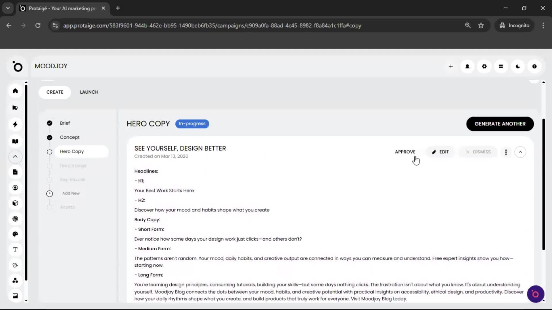 Creating a campaign screenshot