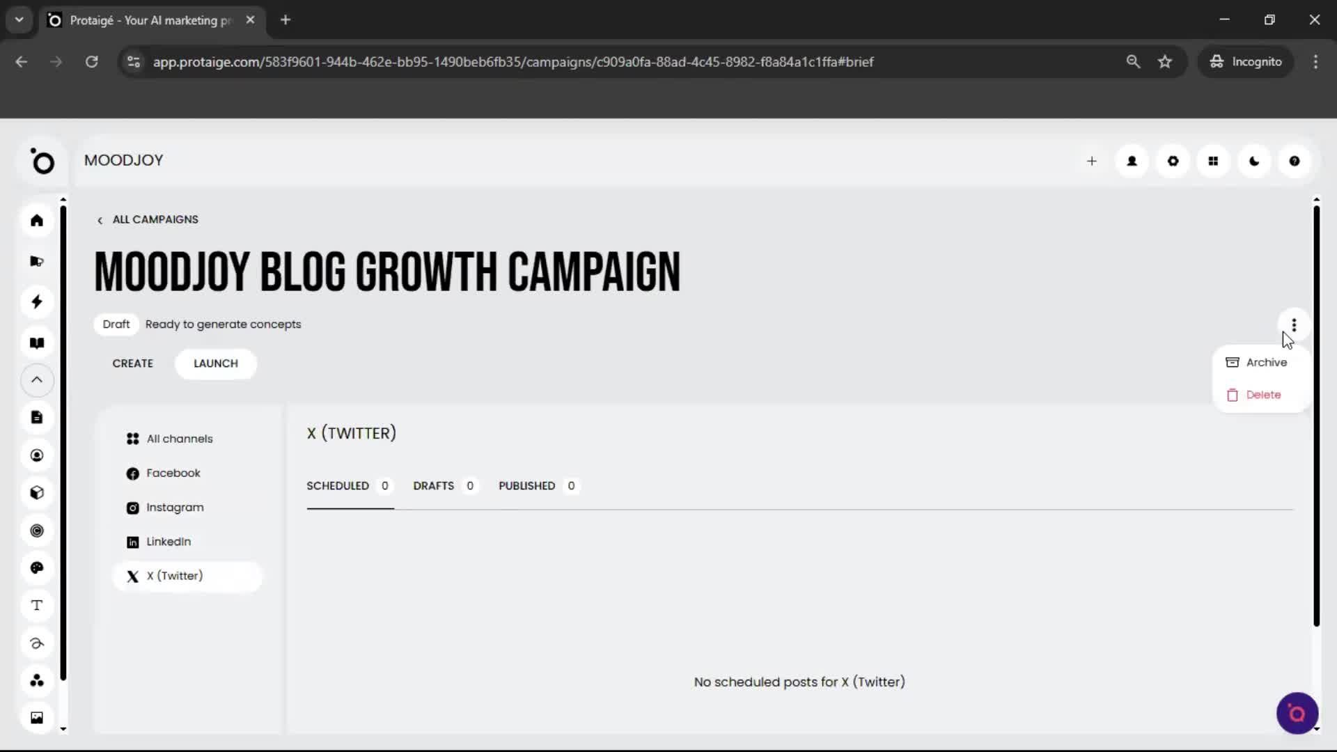 Creating a campaign screenshot