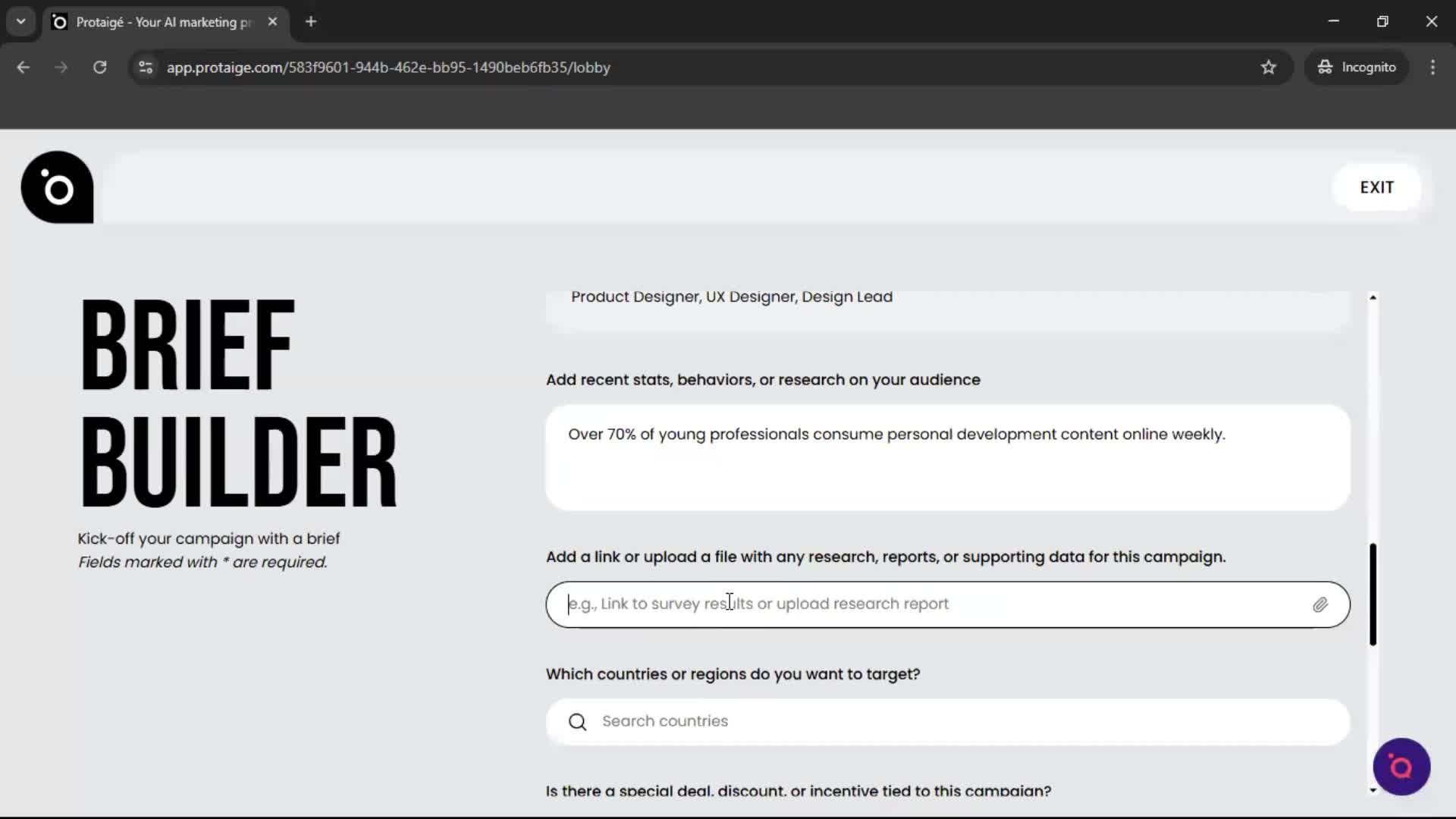 Creating a campaign screenshot