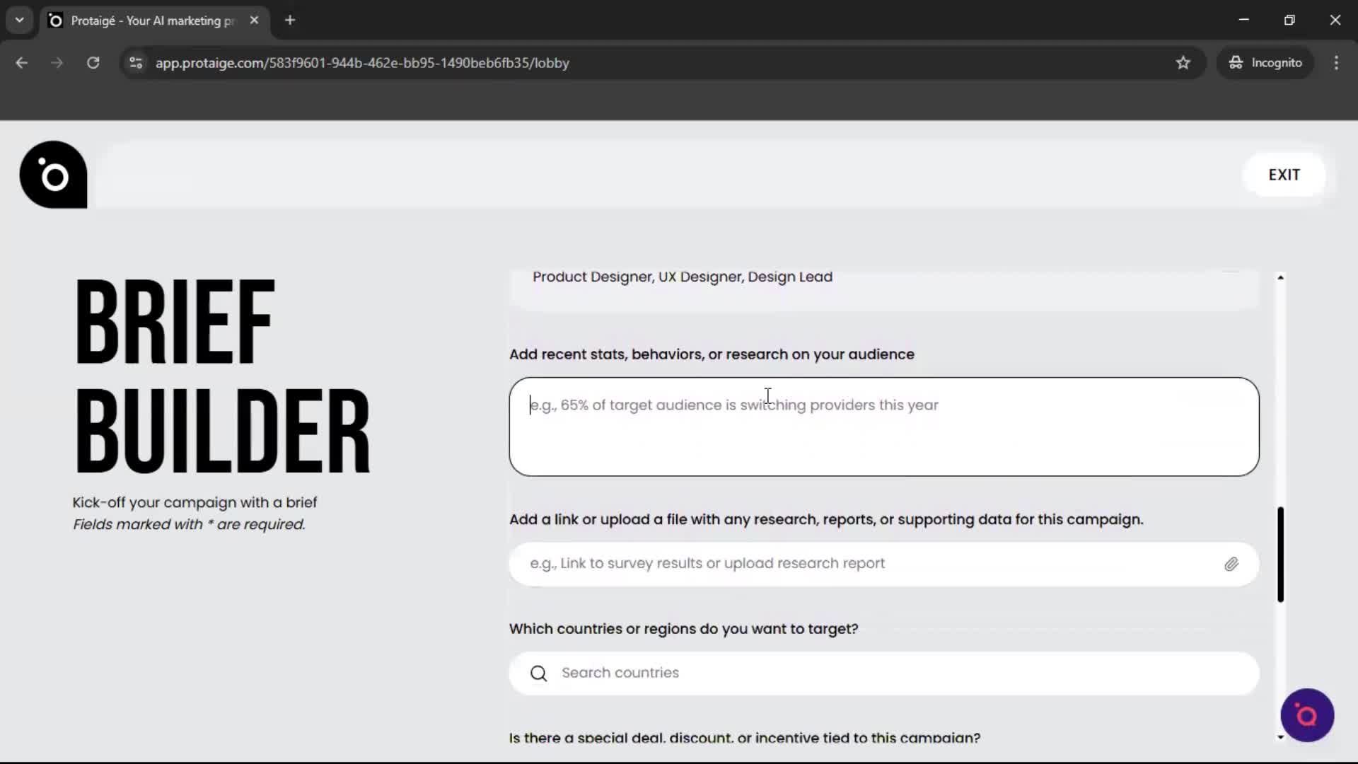 Creating a campaign screenshot