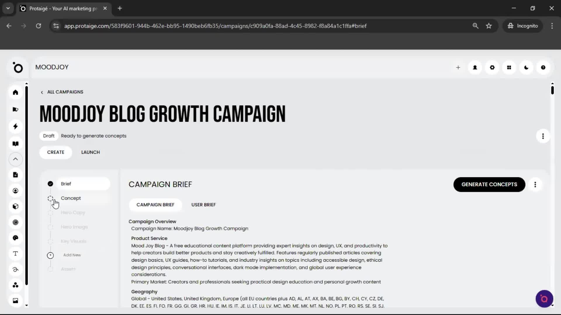 Creating a campaign screenshot