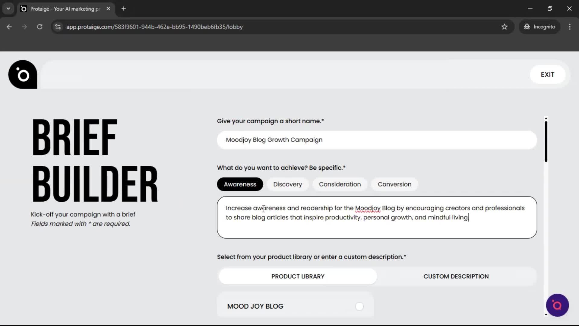 Creating a campaign screenshot