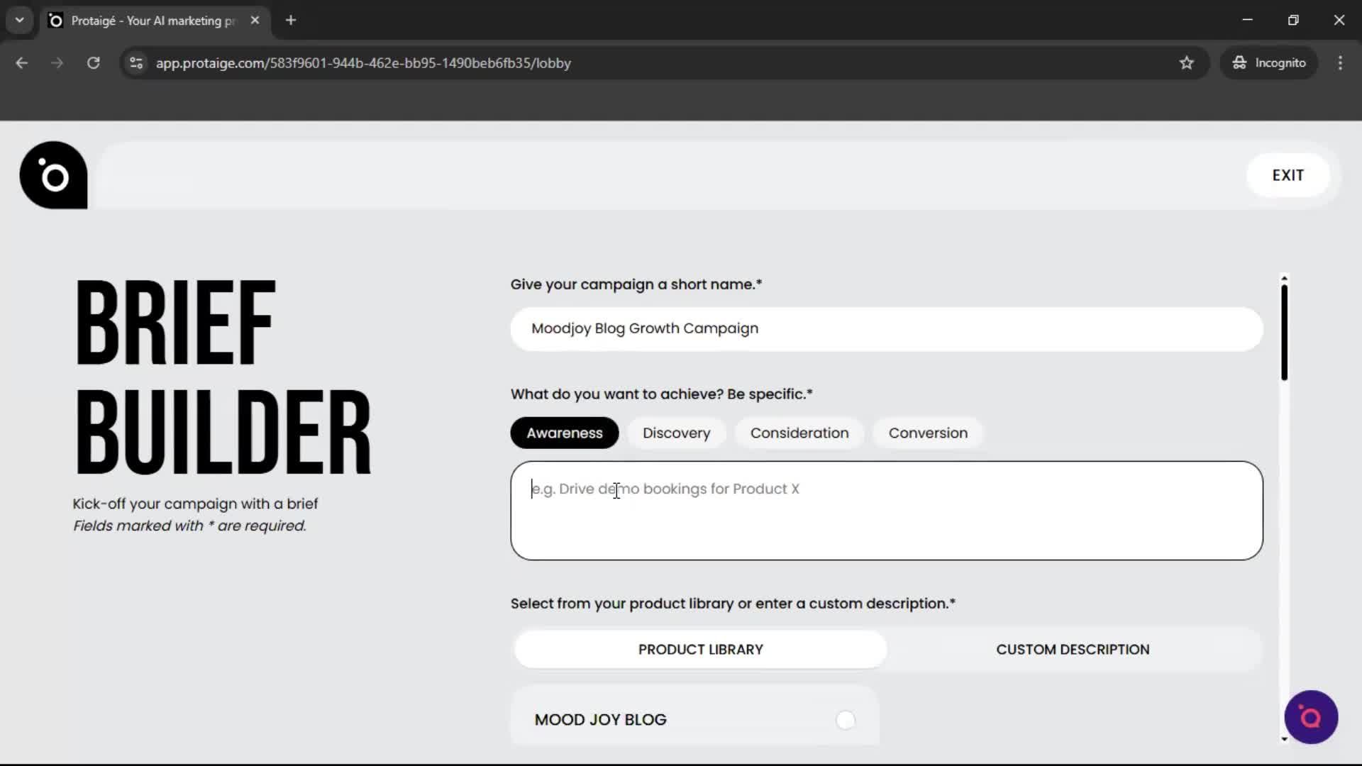 Creating a campaign screenshot