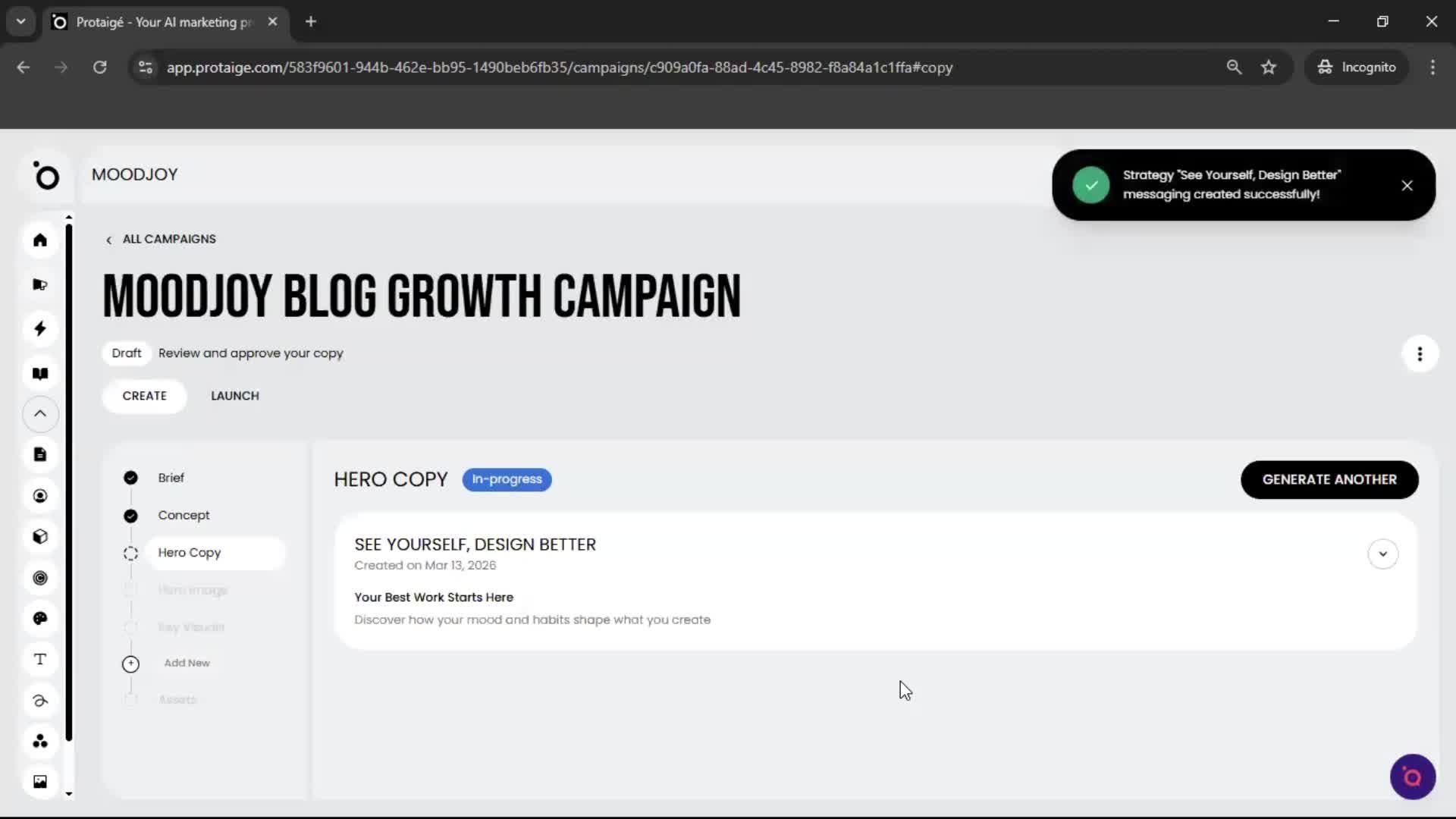 Creating a campaign screenshot