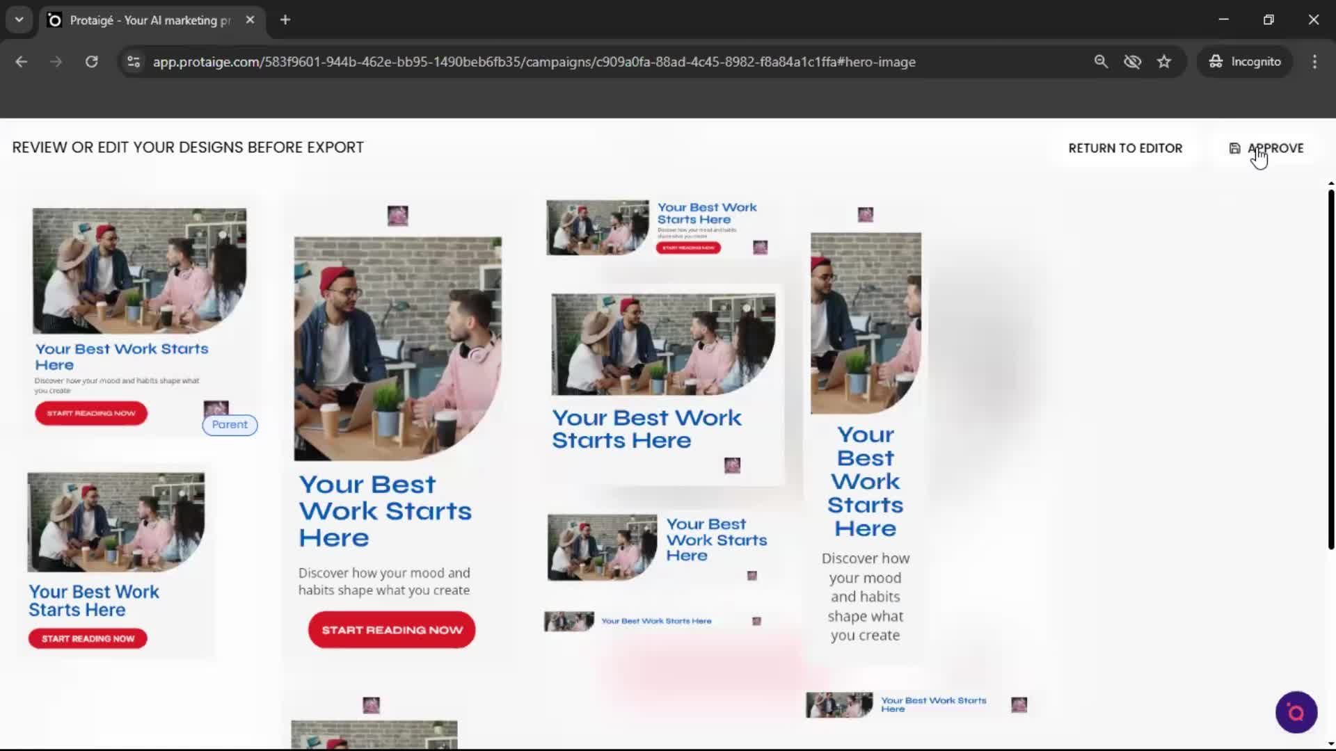 Creating a campaign screenshot