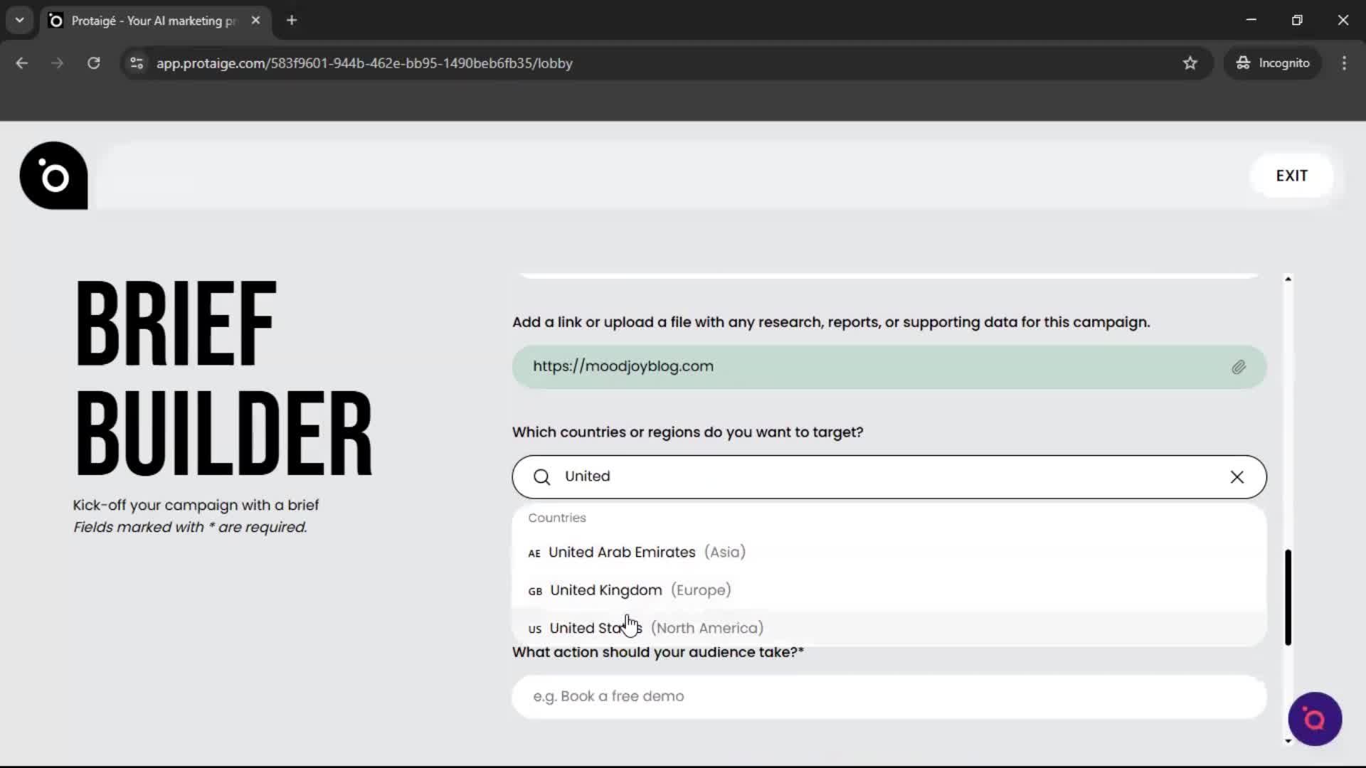Creating a campaign screenshot
