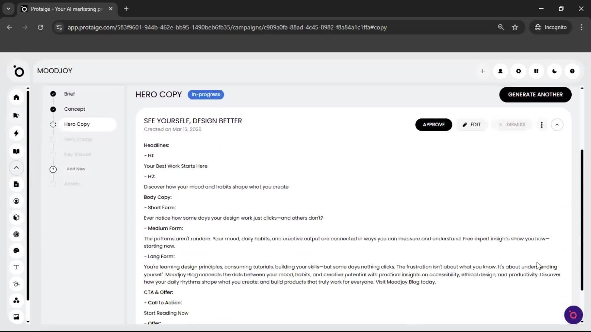 Creating a campaign screenshot