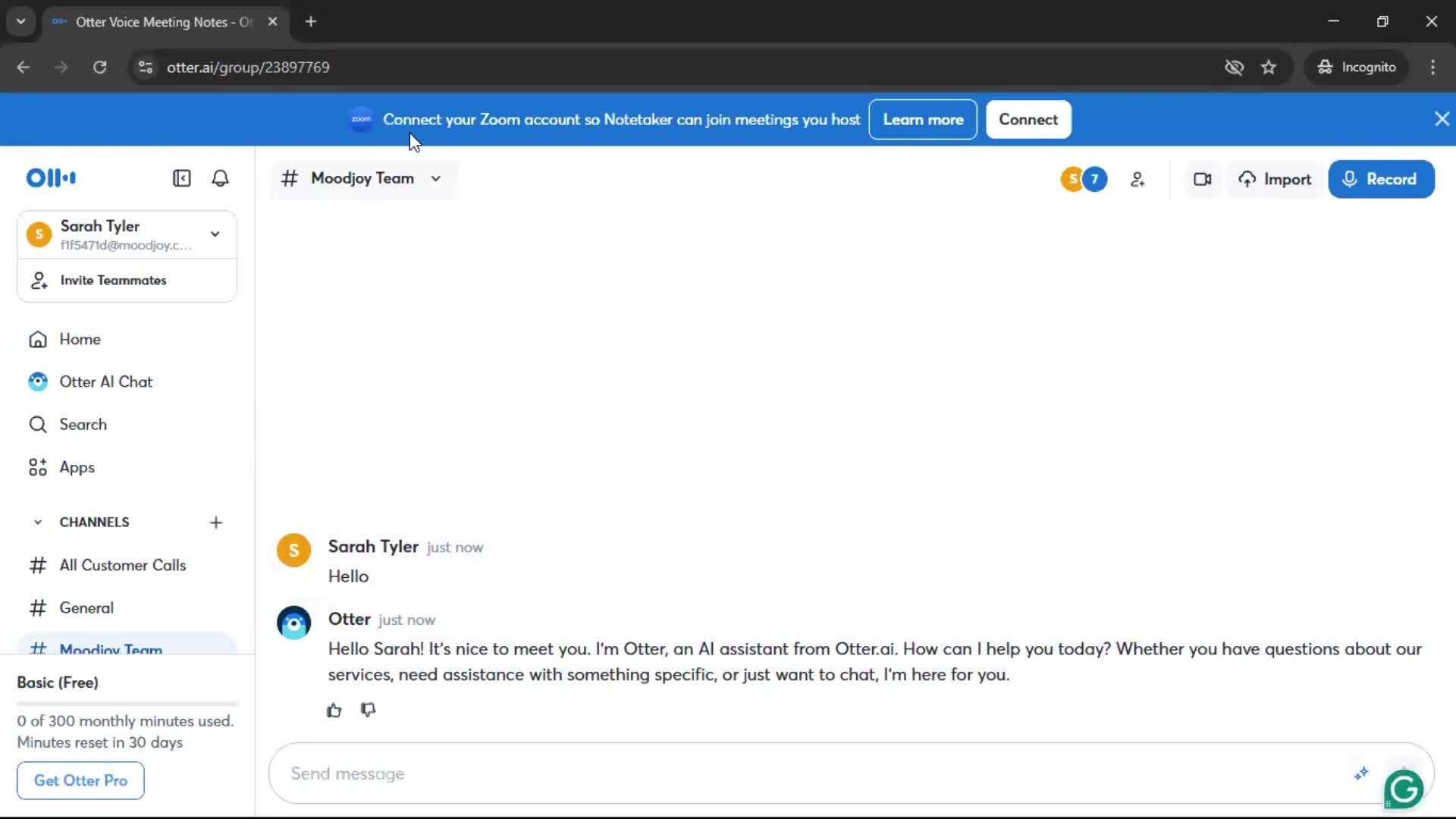 Creating a channel screenshot