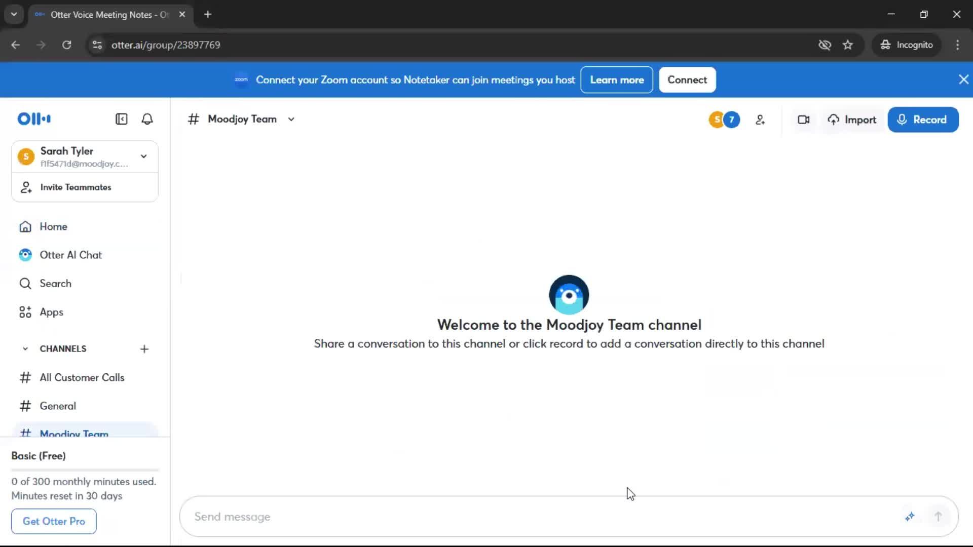 Creating a channel screenshot