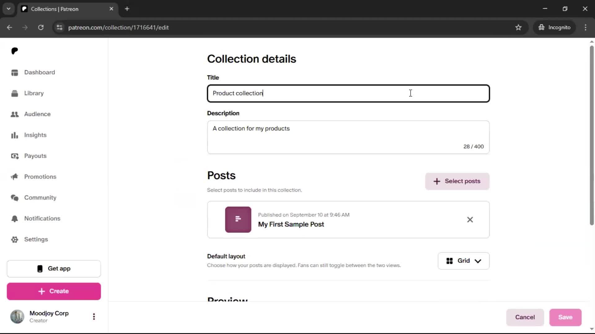 Creating a collection screenshot