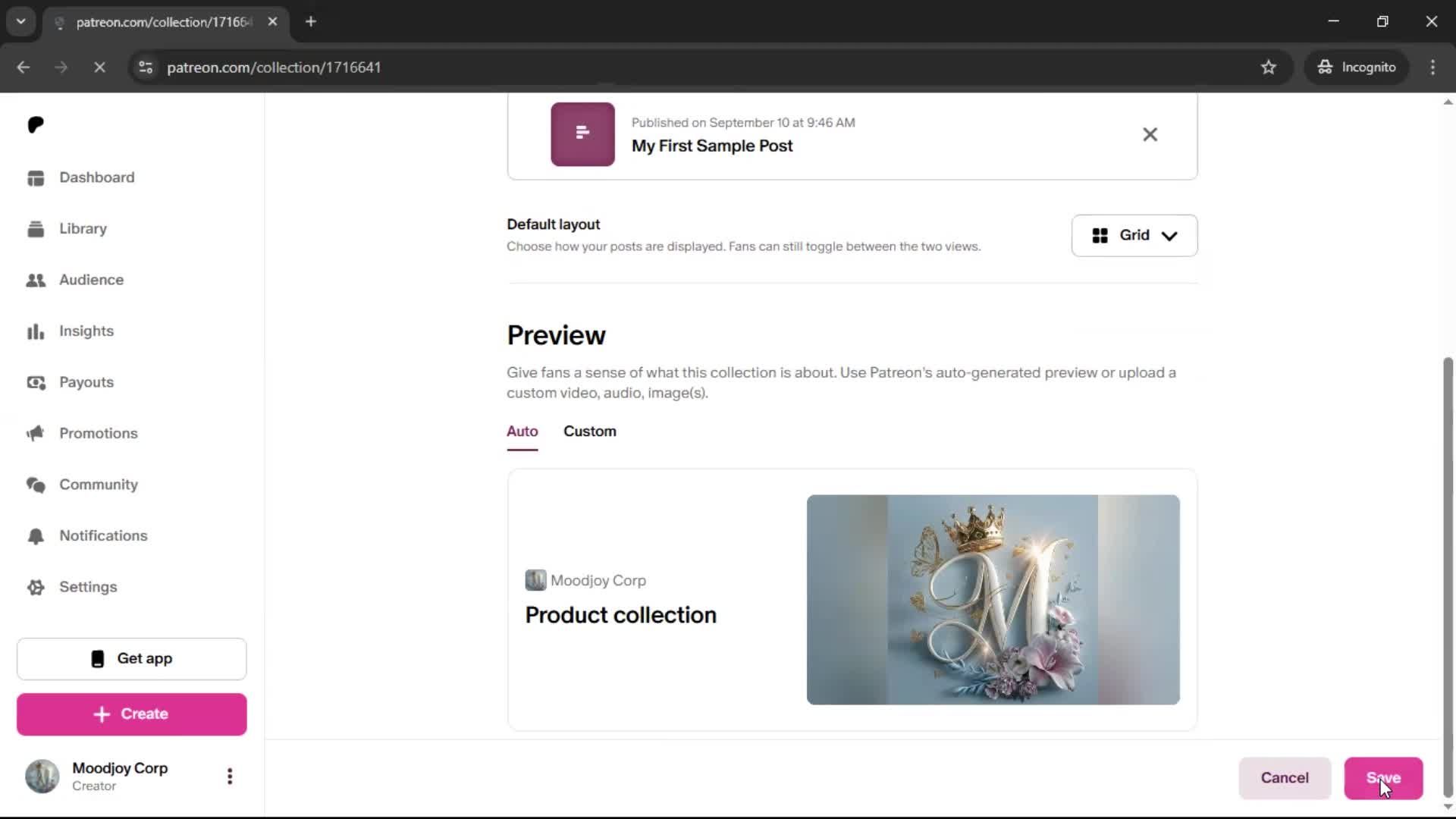 Creating a collection screenshot