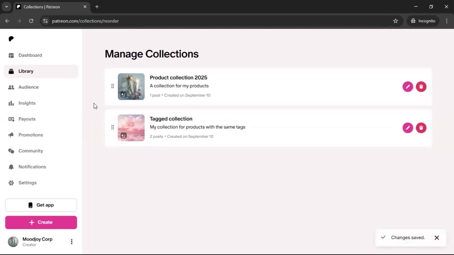 Creating a collection screenshot