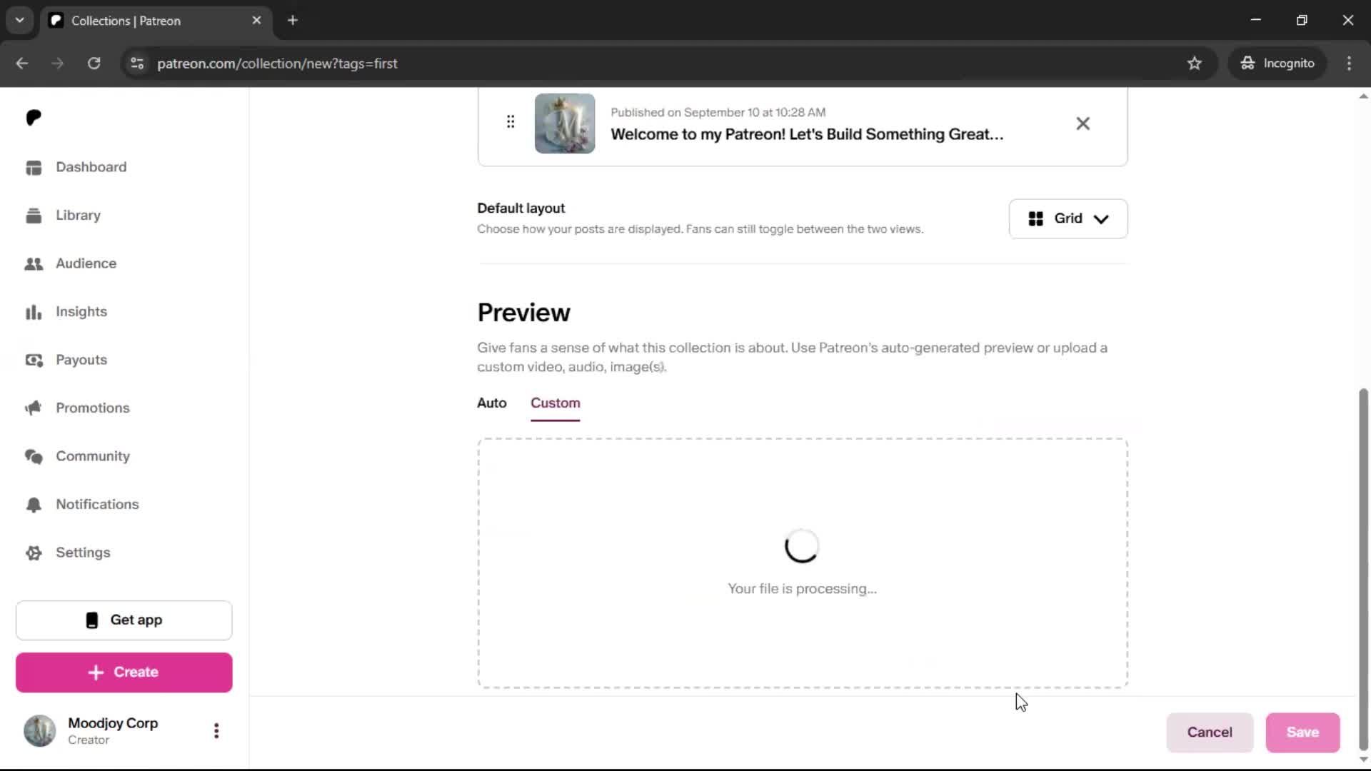 Creating a collection screenshot