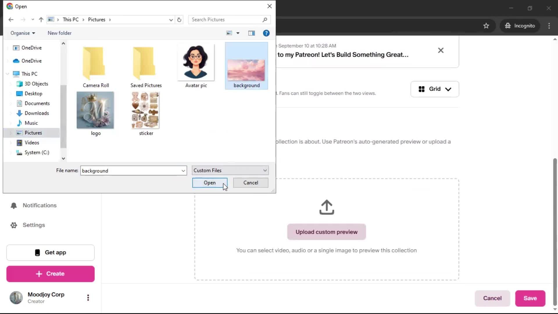 Creating a collection screenshot