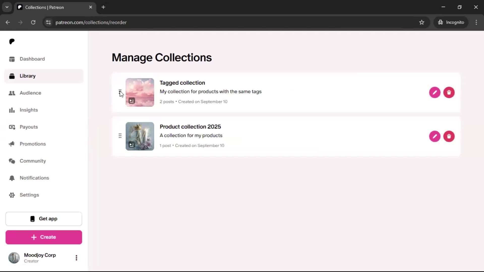 Creating a collection screenshot
