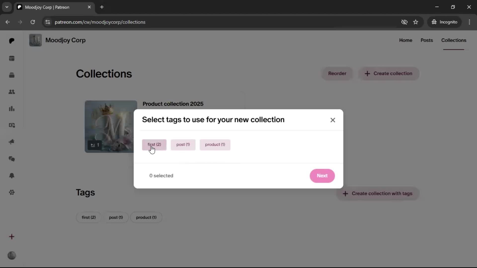 Creating a collection screenshot