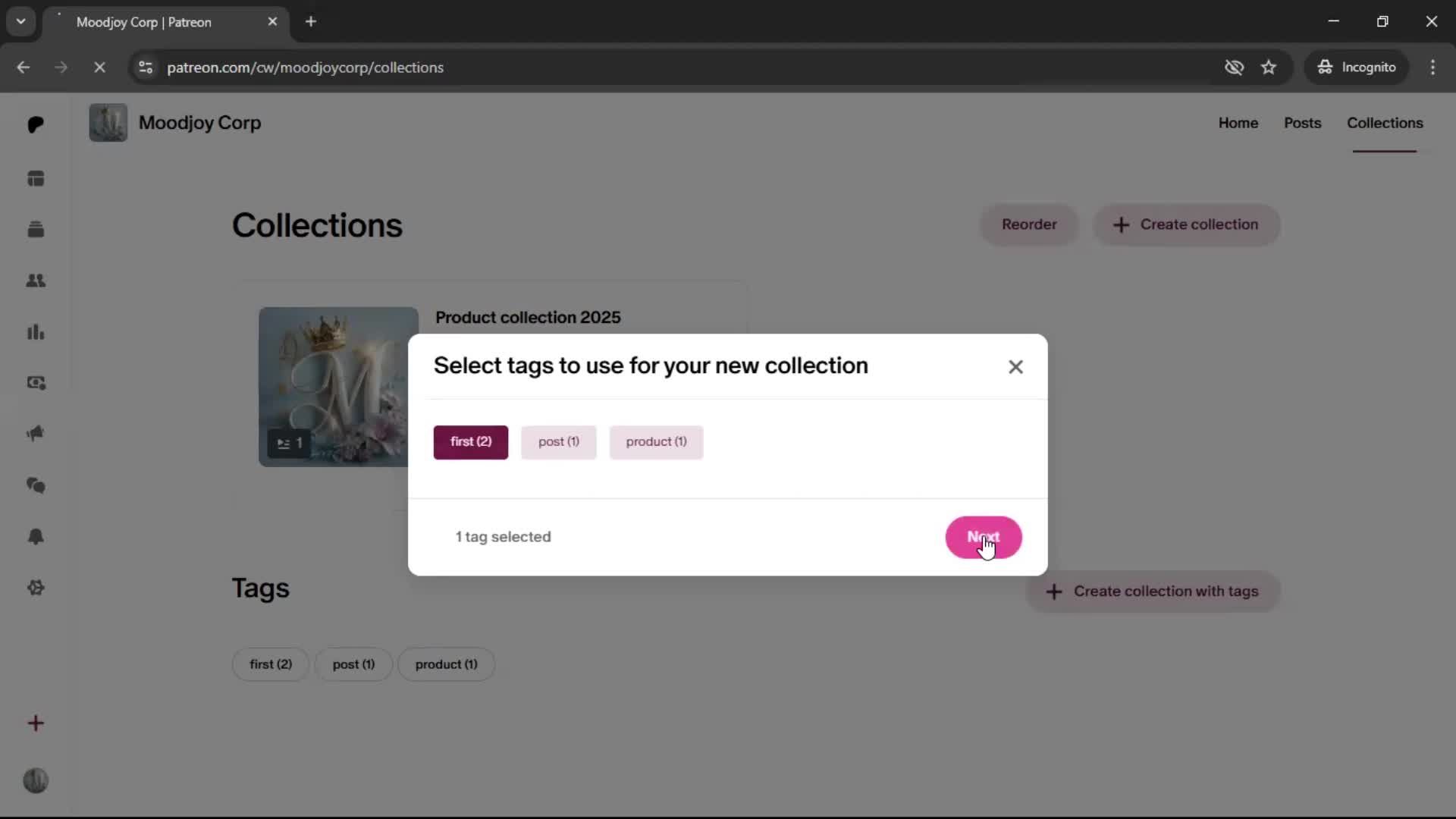 Creating a collection screenshot