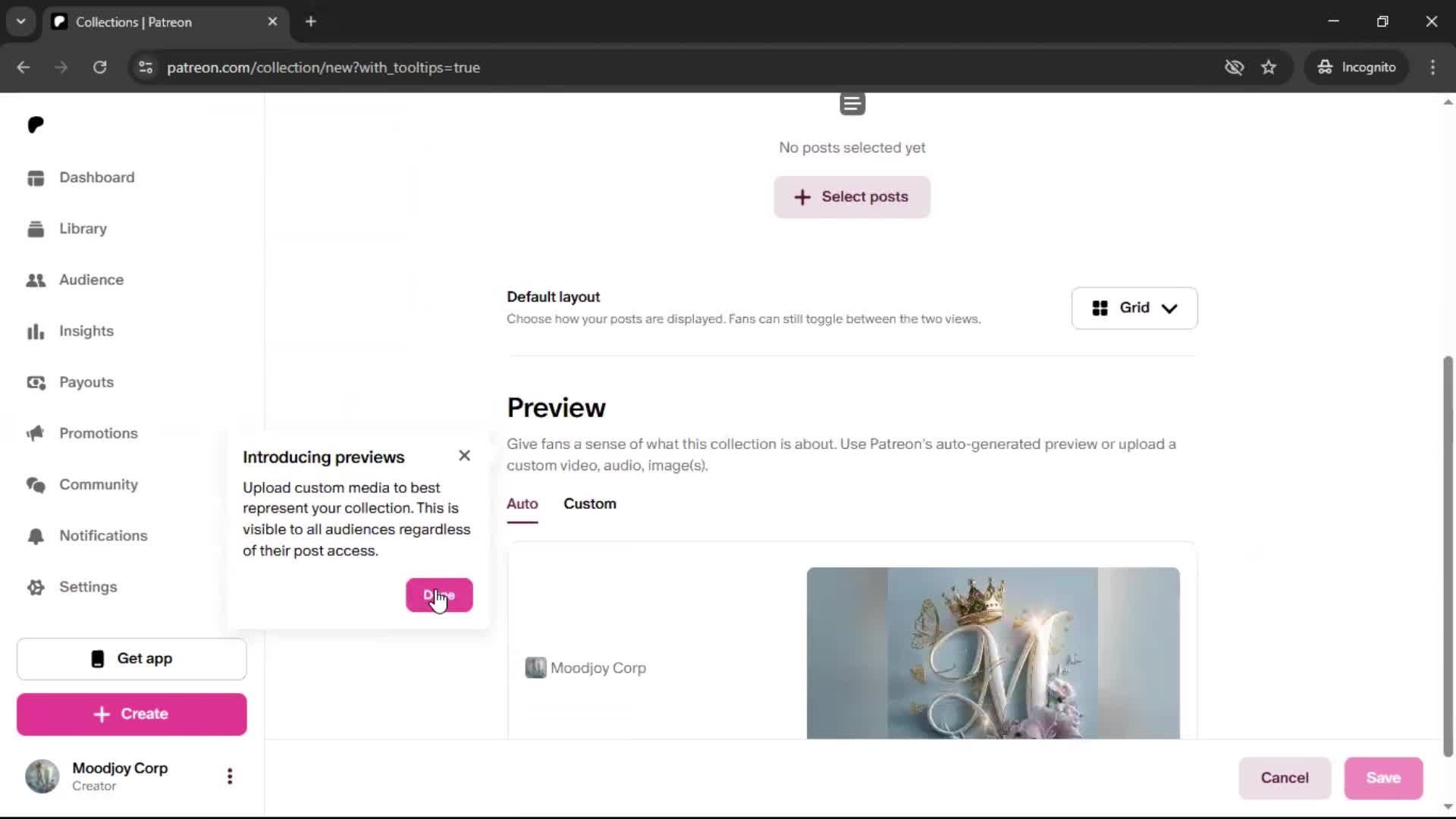 Creating a collection screenshot