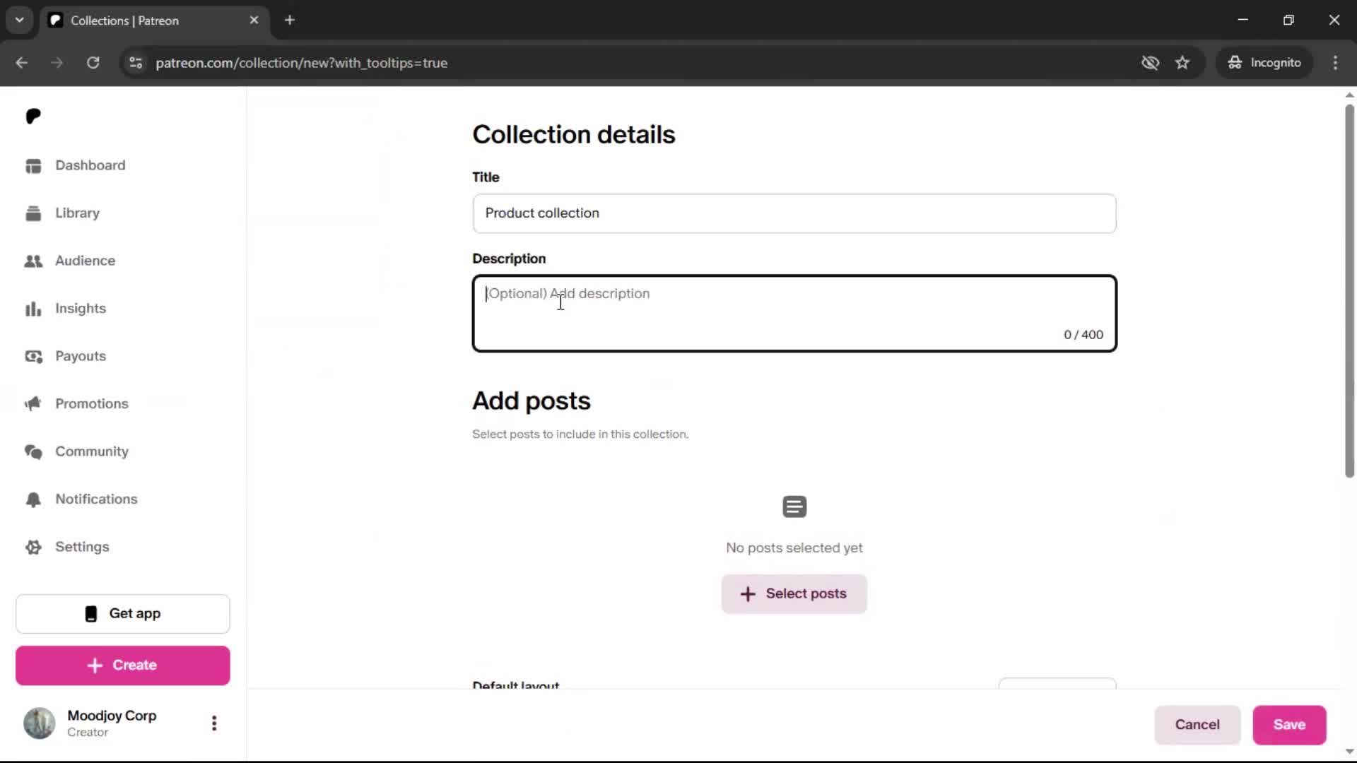Creating a collection screenshot