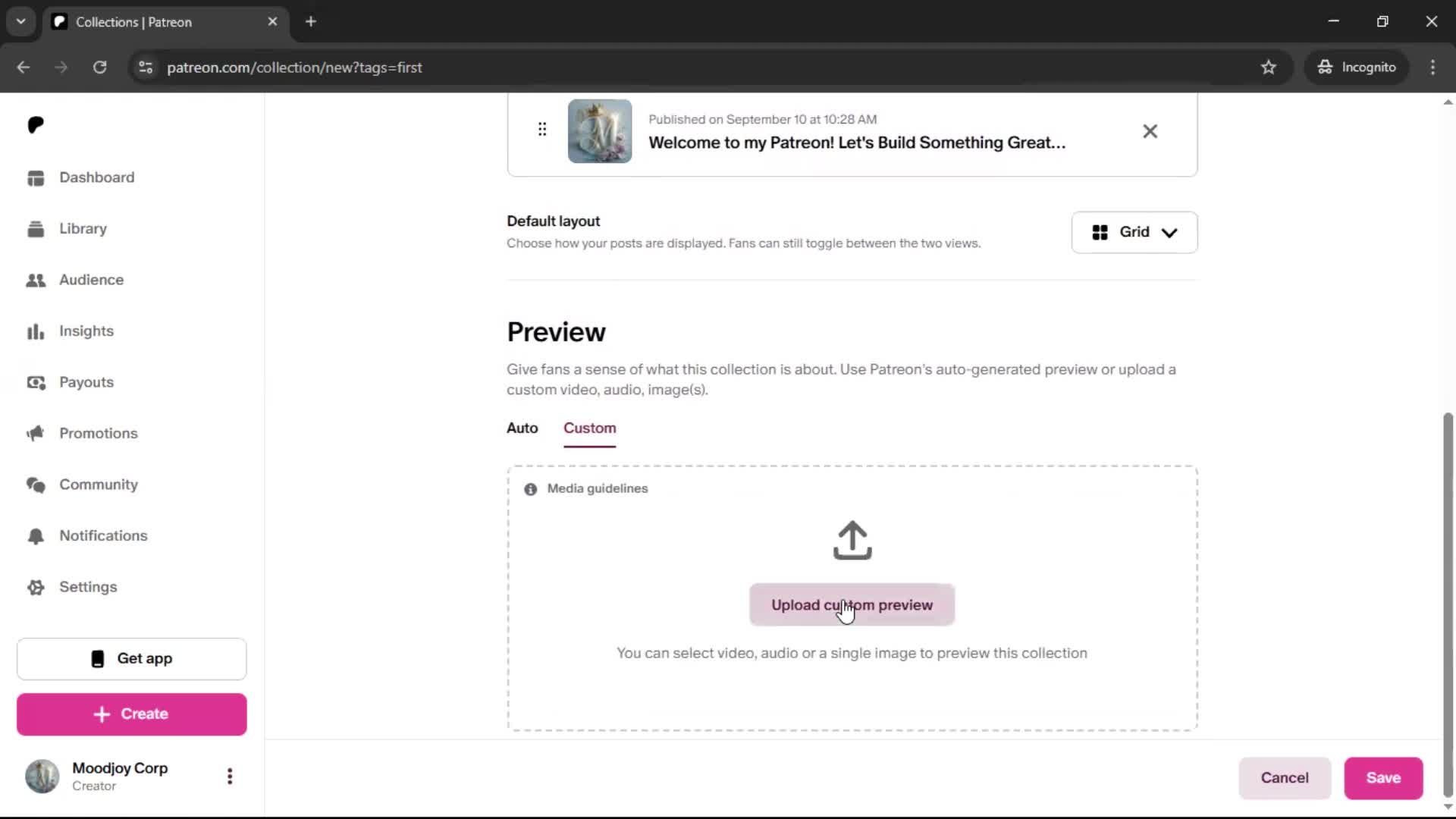 Creating a collection screenshot