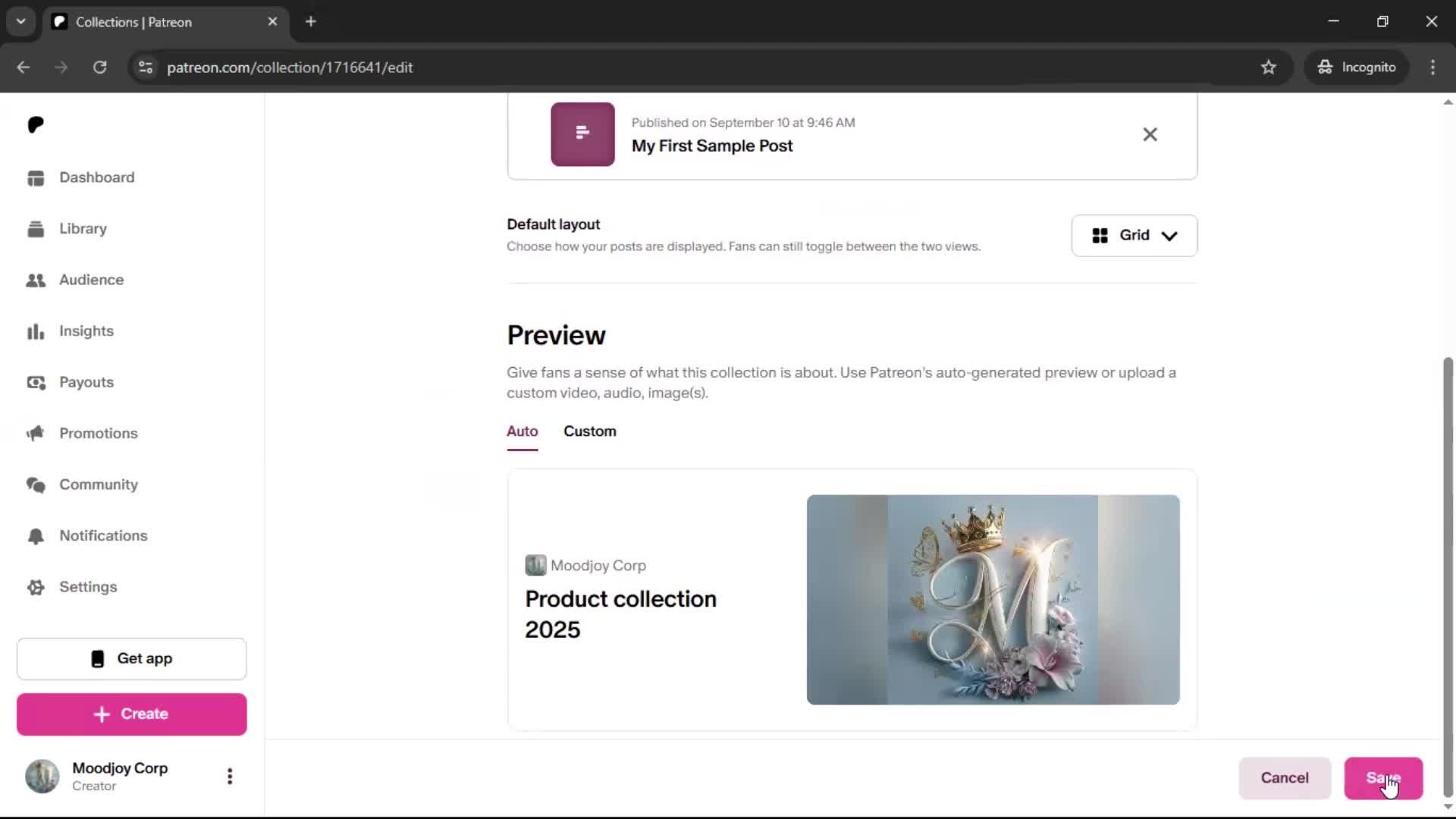 Creating a collection screenshot