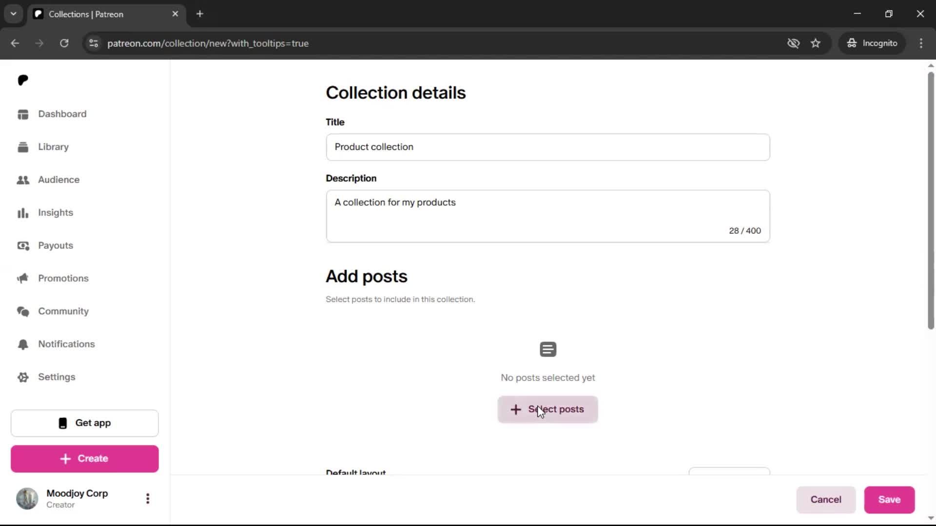 Creating a collection screenshot