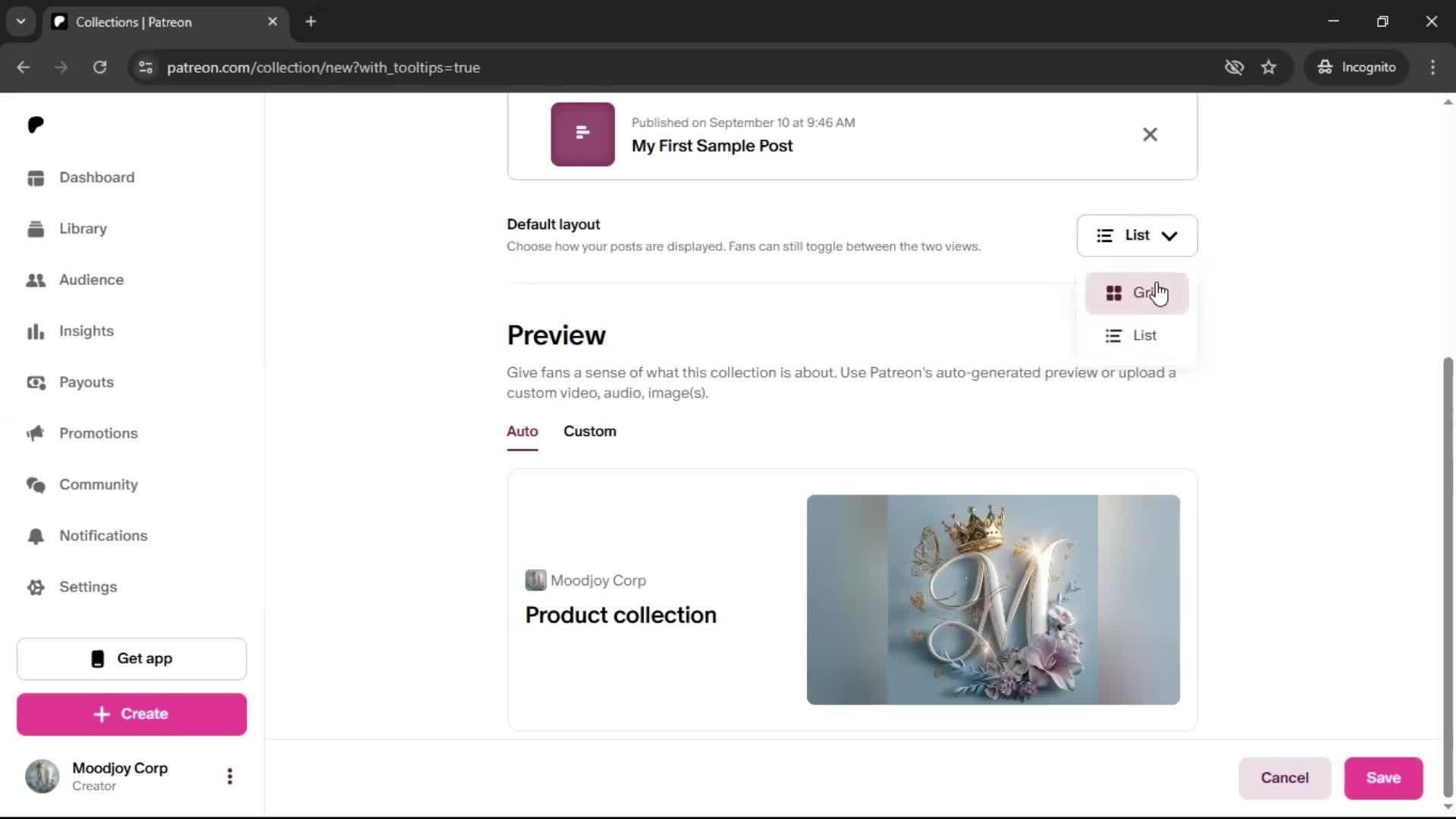 Creating a collection screenshot