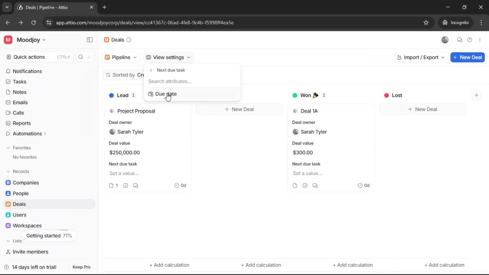 Creating a deal screenshot