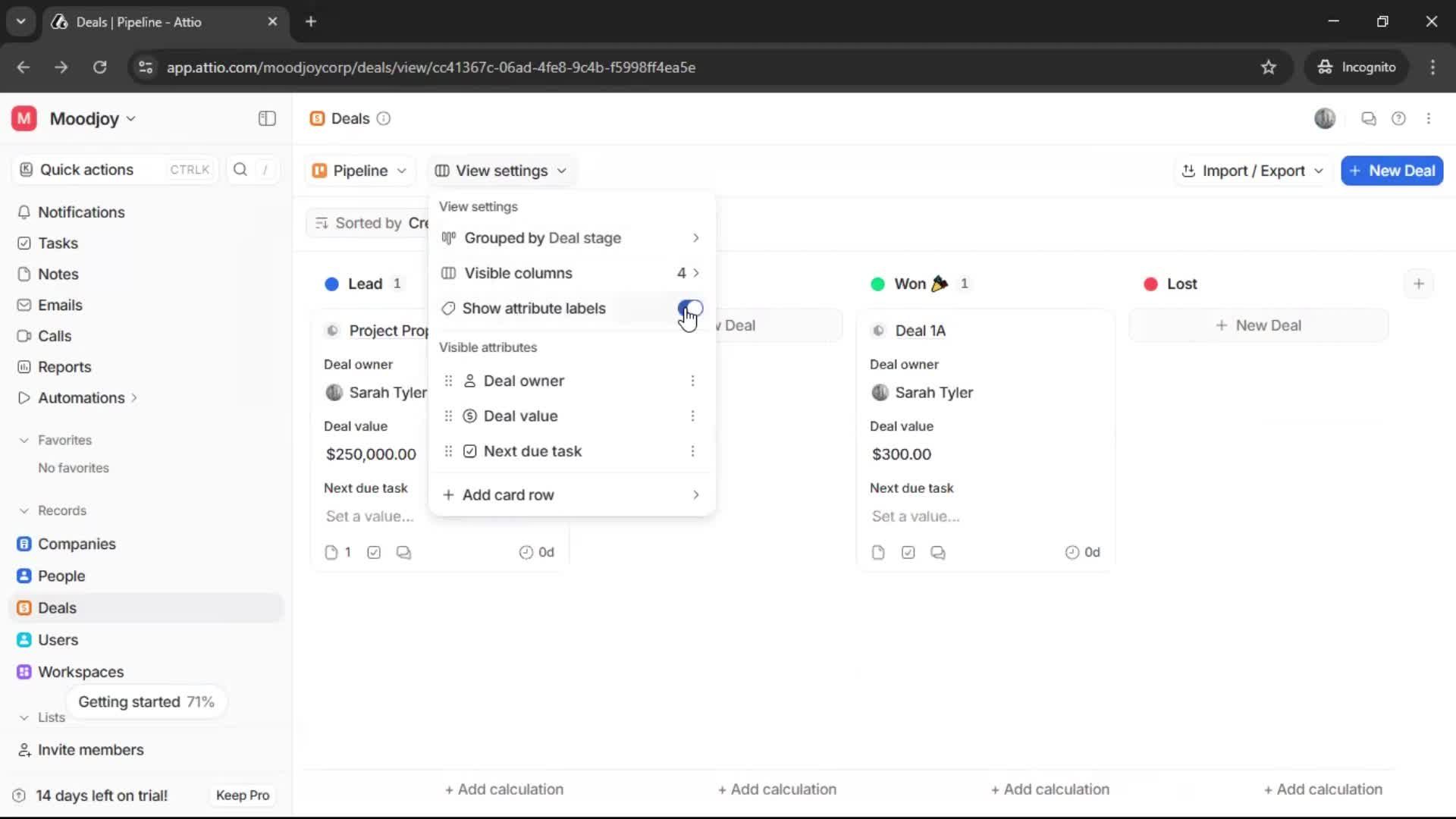 Creating a deal screenshot