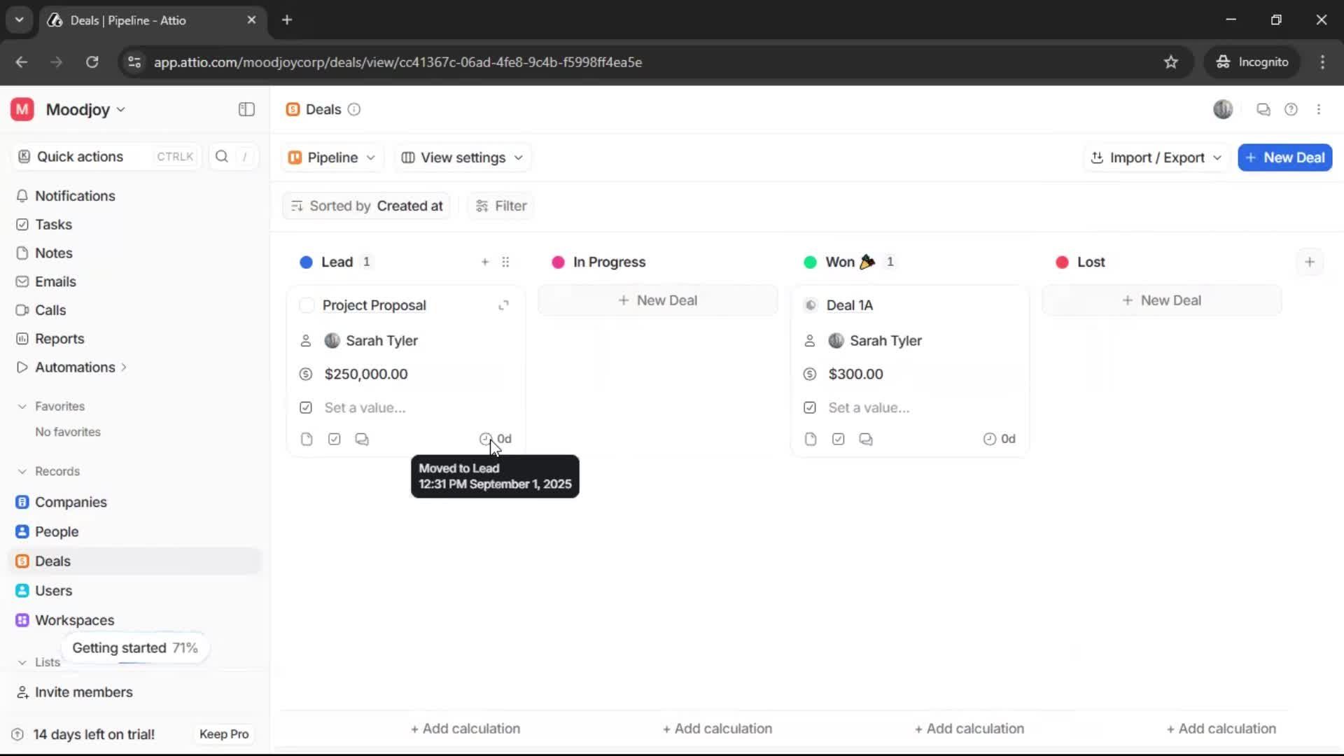 Creating a deal screenshot