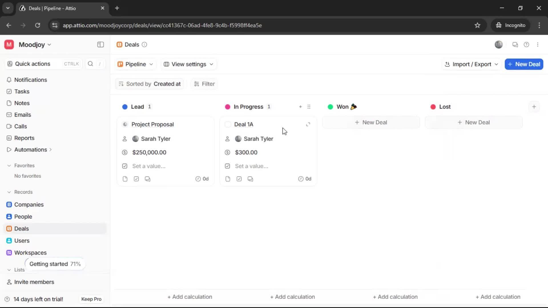 Creating a deal screenshot
