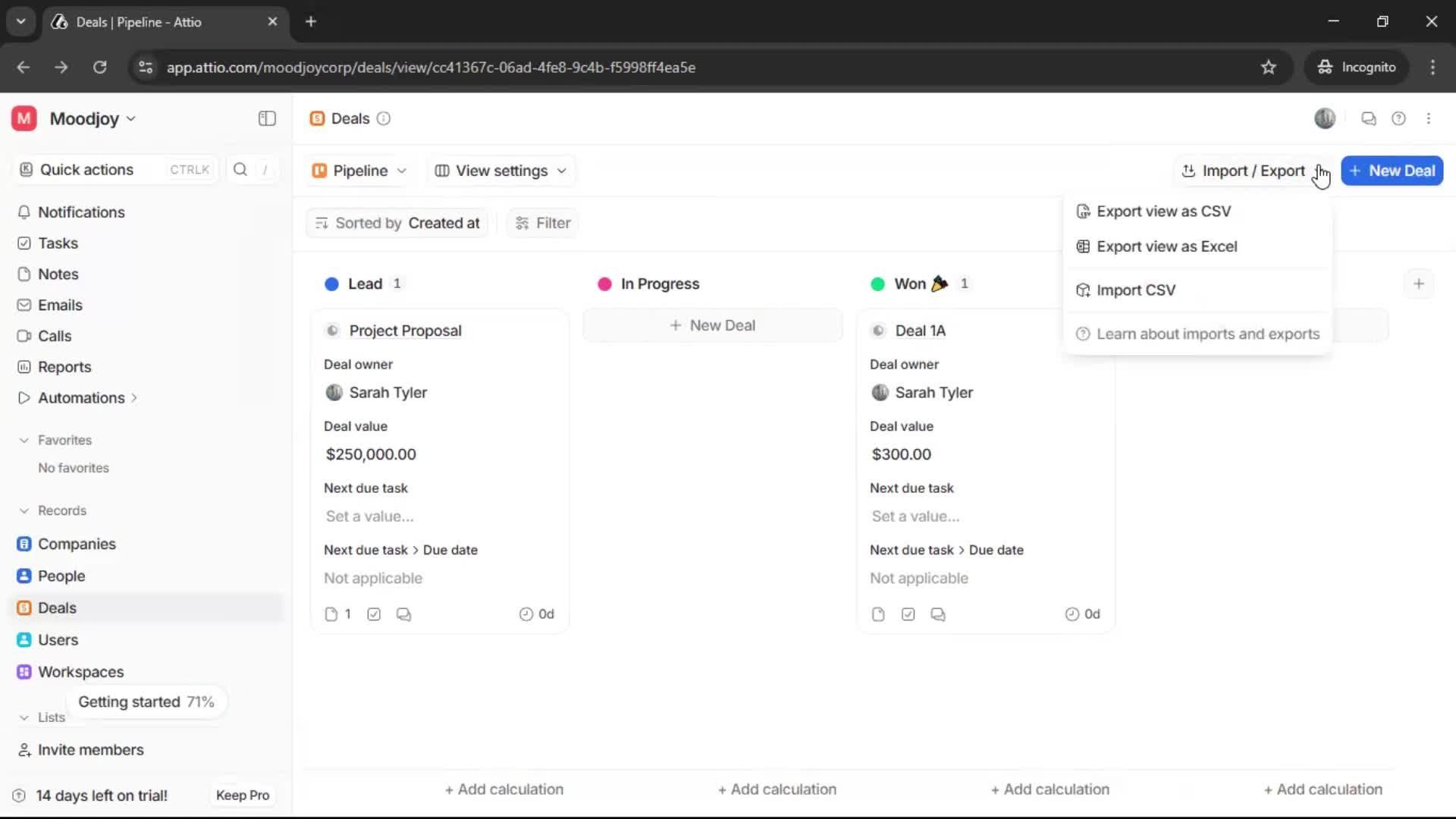 Creating a deal screenshot